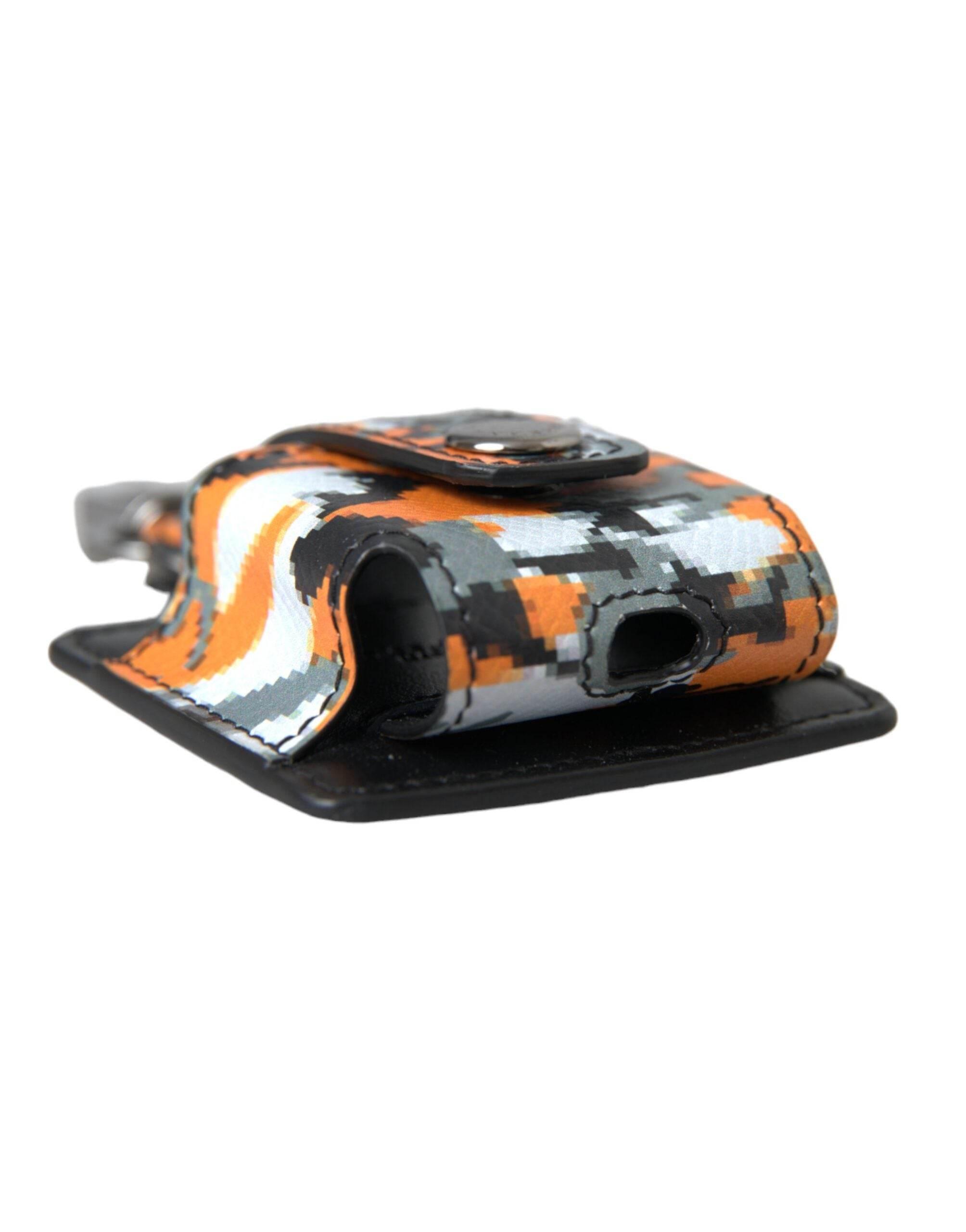 Dolce & Gabbana Multicolor Camouflage Print Leather Logo Metal Airpods Case - Hilstor
