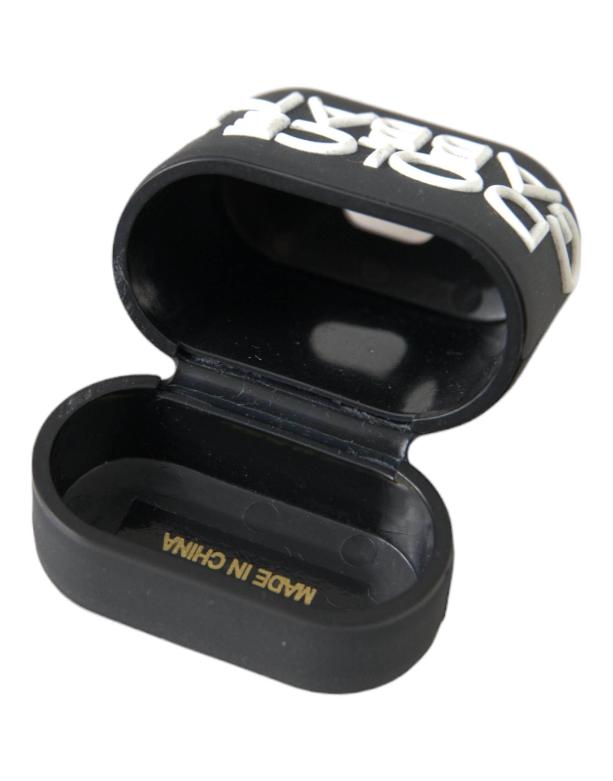 Dolce & Gabbana Black White Silicone Embossed Logo Airpods Case - Hilstor