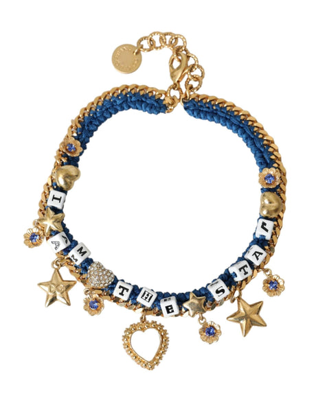 Dolce & Gabbana Gold Tone Brass Chain Iam The Star Bracelet - Hilstor