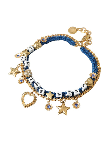 Dolce & Gabbana Gold Tone Brass Chain Iam The Star Bracelet - Hilstor