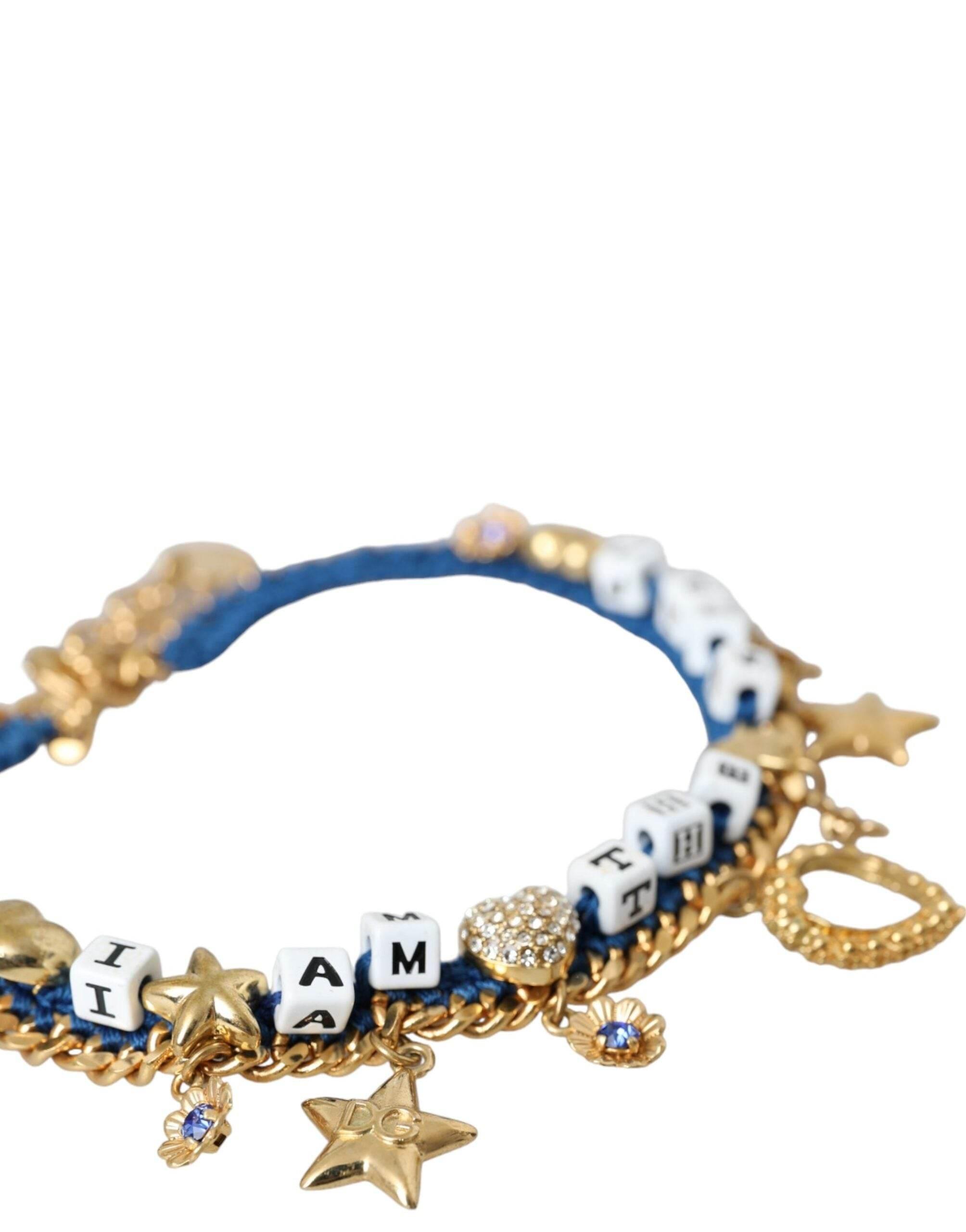 Dolce & Gabbana Gold Tone Brass Chain Iam The Star Bracelet - Hilstor