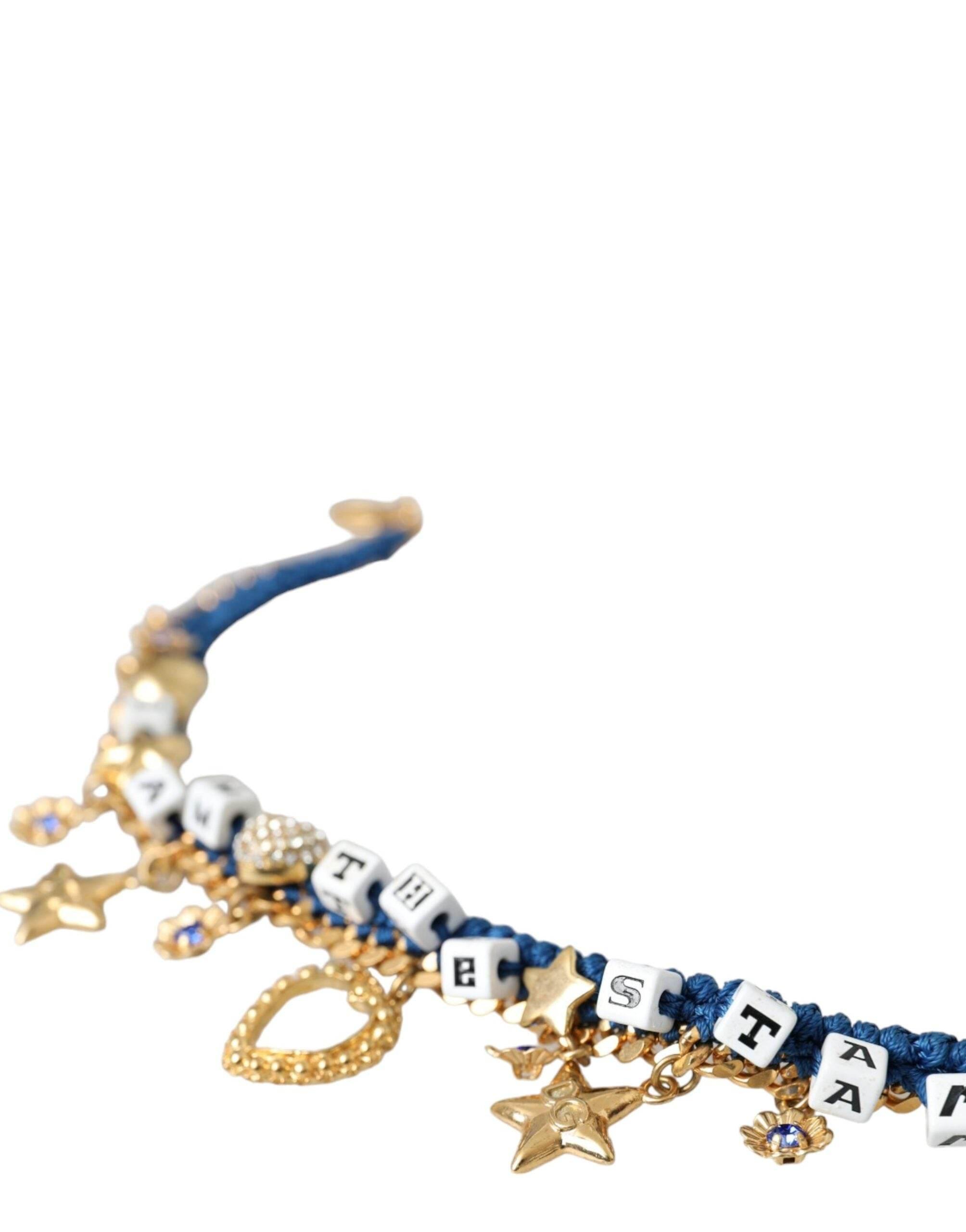 Dolce & Gabbana Gold Tone Brass Chain Iam The Star Bracelet - Hilstor