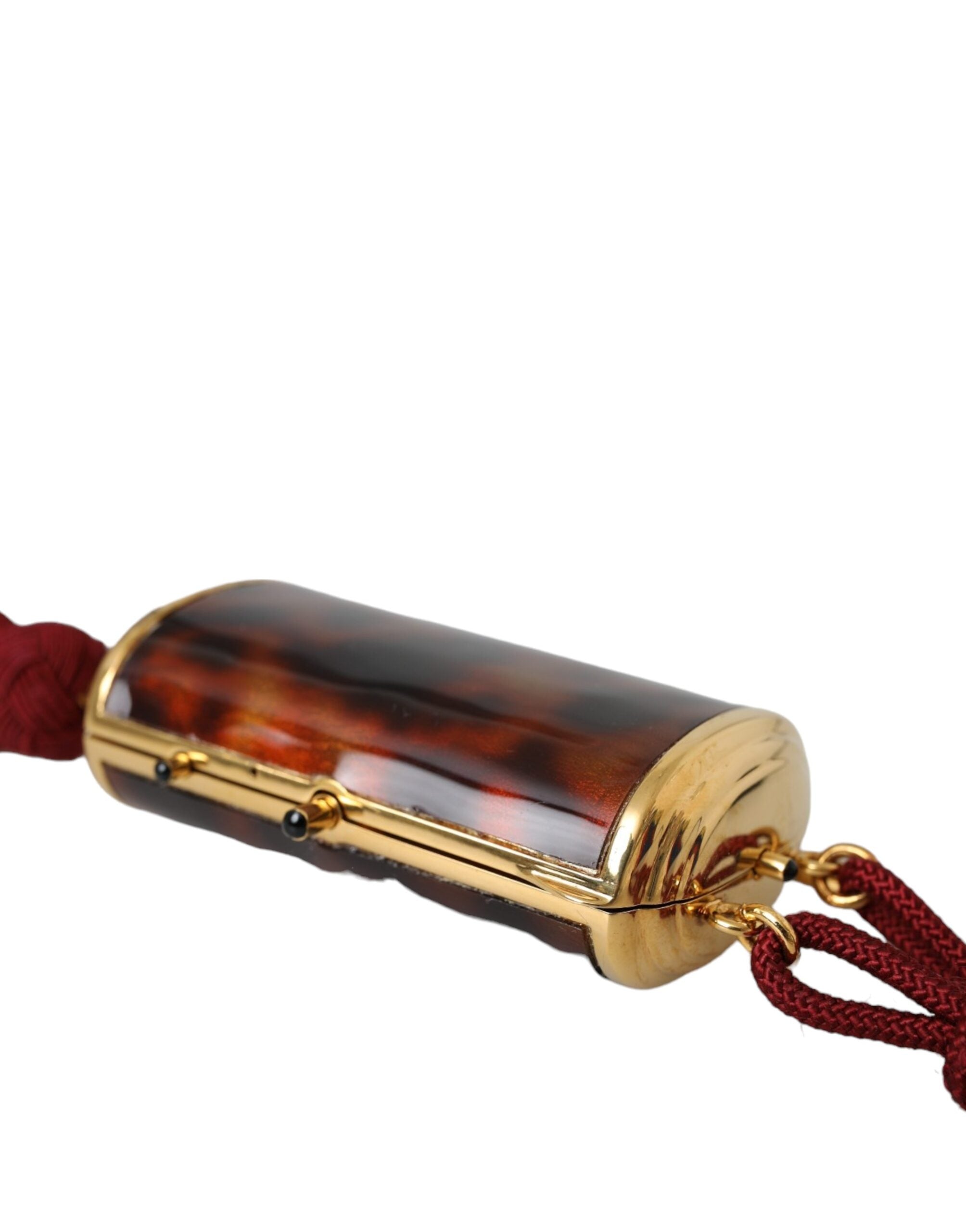 Dolce &amp; Gabbana Brown Leopard Mini Mirror Tassel Make Up Holder Taske