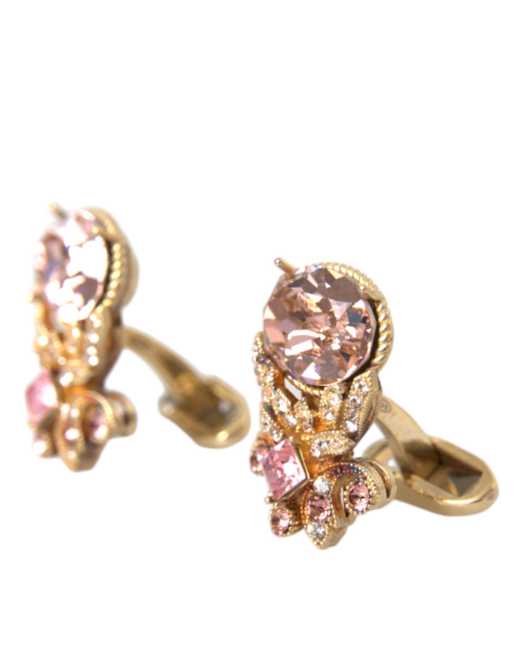 Dolce & Gabbana Gold Tone 925 Sterling Silver Crystal Cufflink - Hilstor