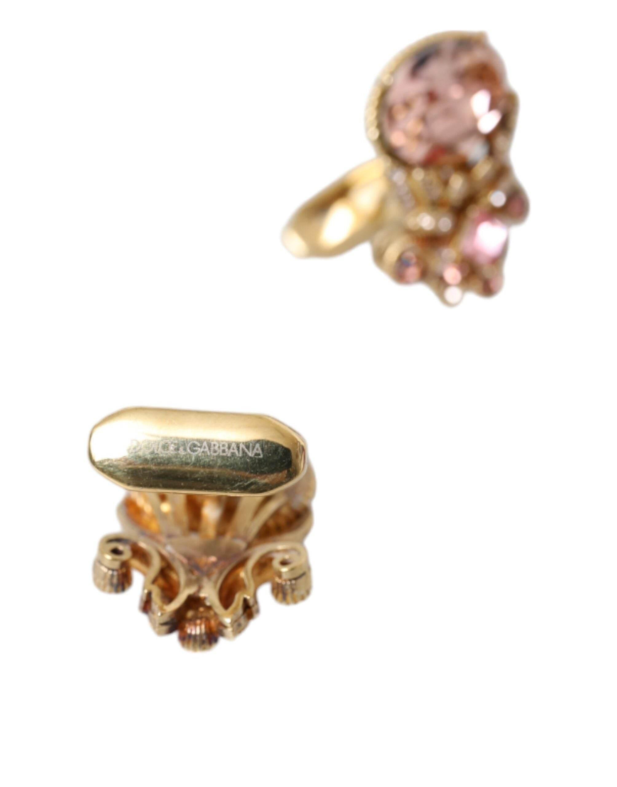 Dolce & Gabbana Gold Tone 925 Sterling Silver Crystal Cufflink - Hilstor