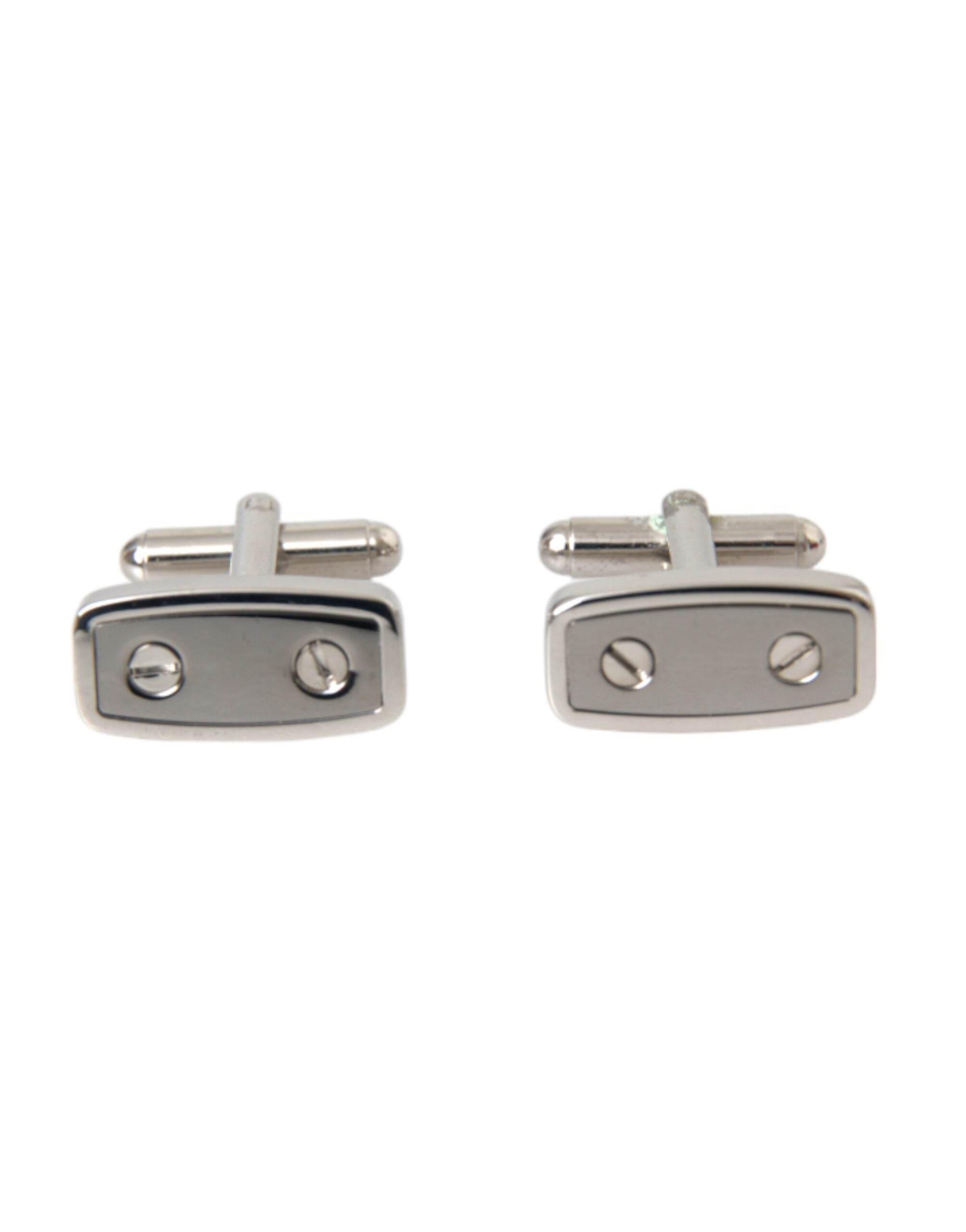 Dolce & Gabbana Silver Plated Metal Brass Pin Men Cufflinks - Hilstor