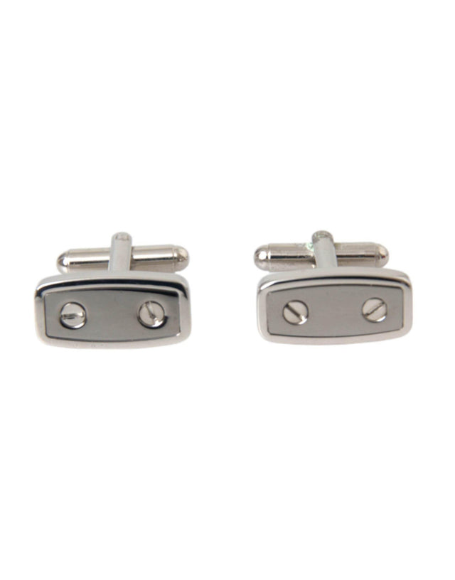Dolce & Gabbana Silver Plated Metal Brass Pin Men Cufflinks - Hilstor