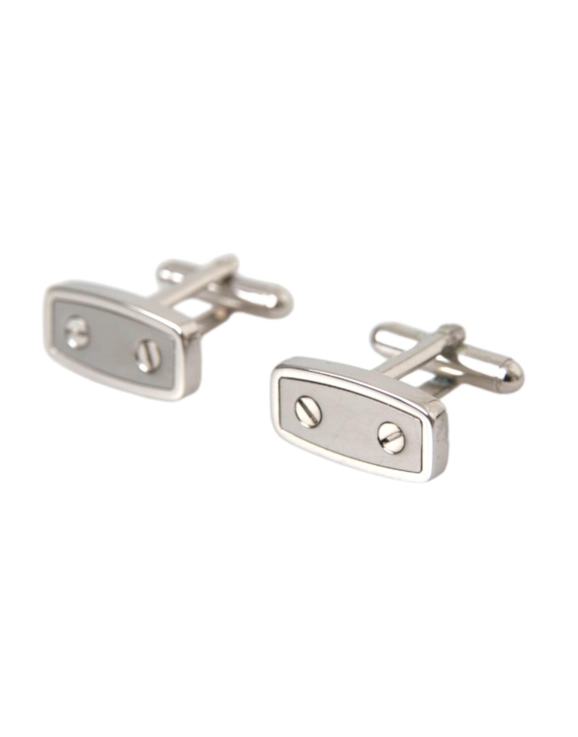 Dolce & Gabbana Silver Plated Metal Brass Pin Men Cufflinks - Hilstor