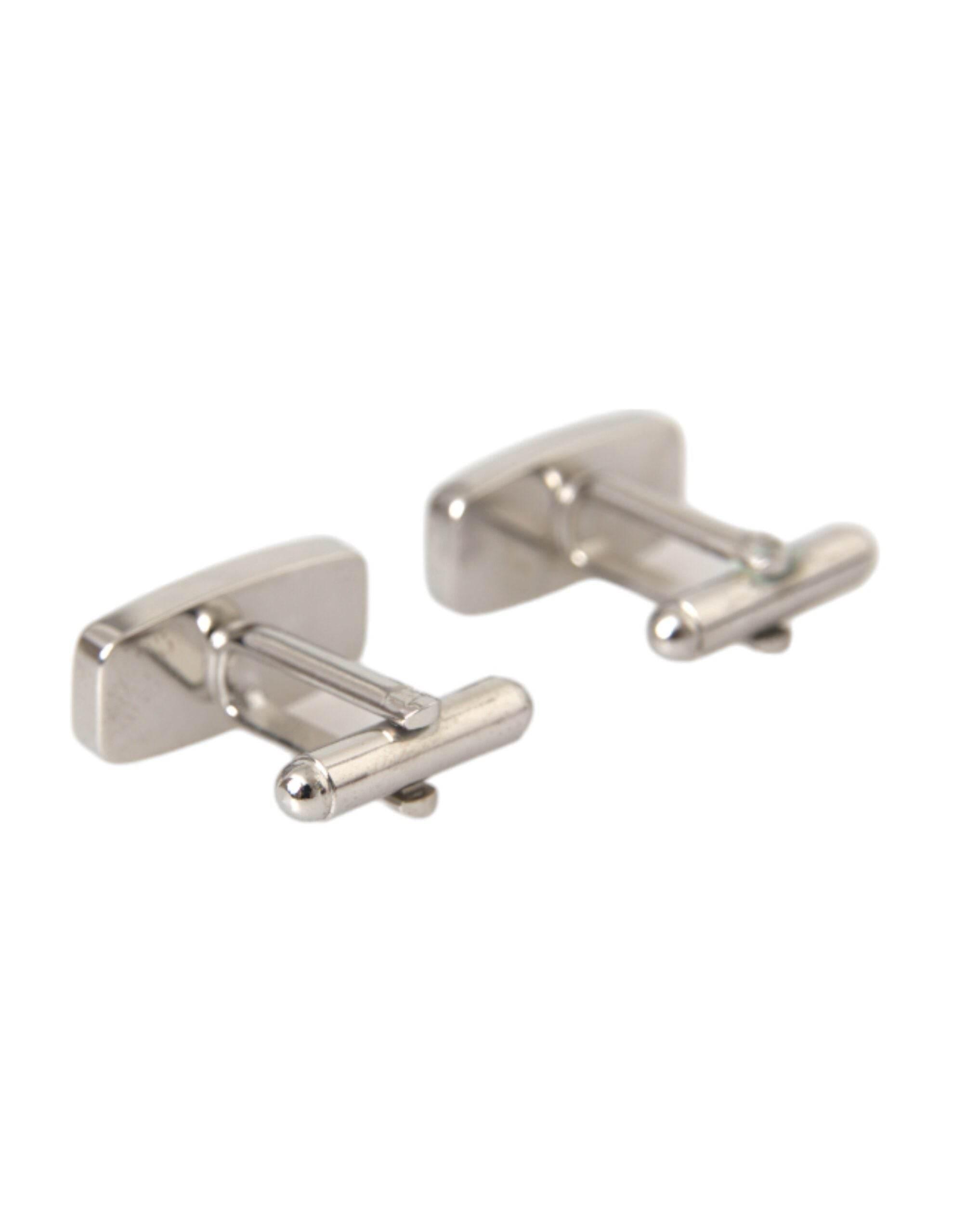 Dolce & Gabbana Silver Plated Metal Brass Pin Men Cufflinks - Hilstor