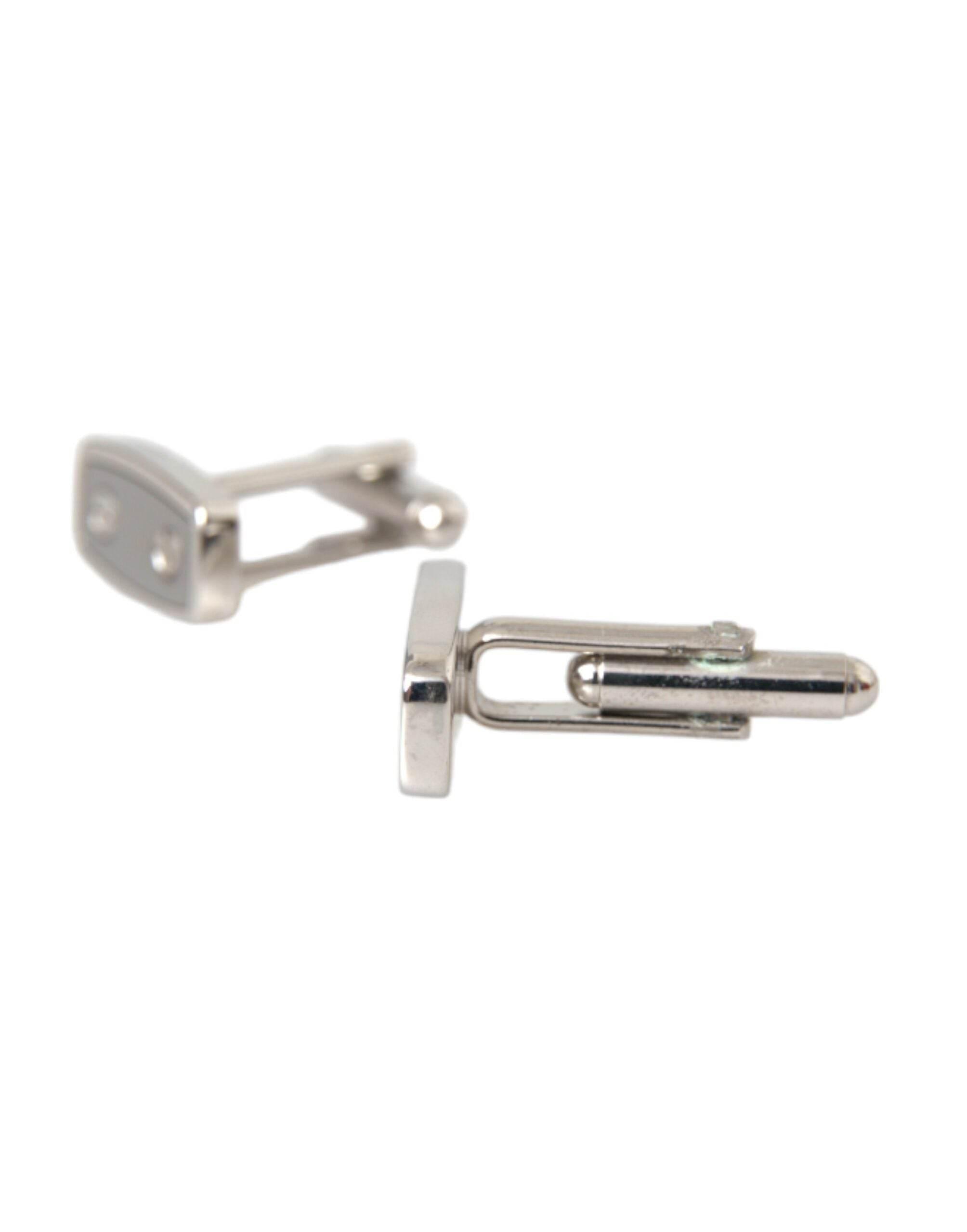 Dolce & Gabbana Silver Plated Metal Brass Pin Men Cufflinks - Hilstor