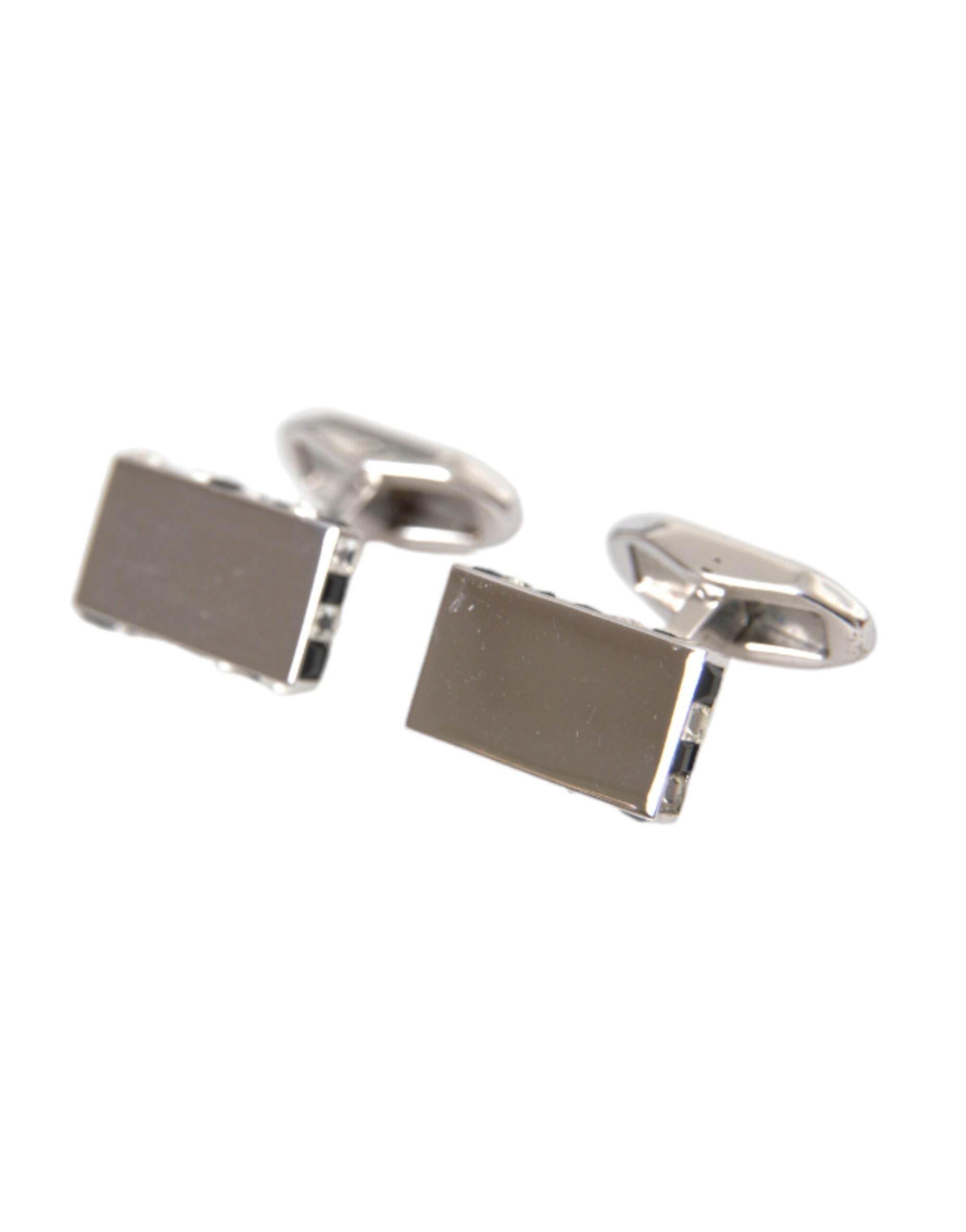Dolce & Gabbana Silver Plated Metal Brass Pin Men Cufflinks - Hilstor