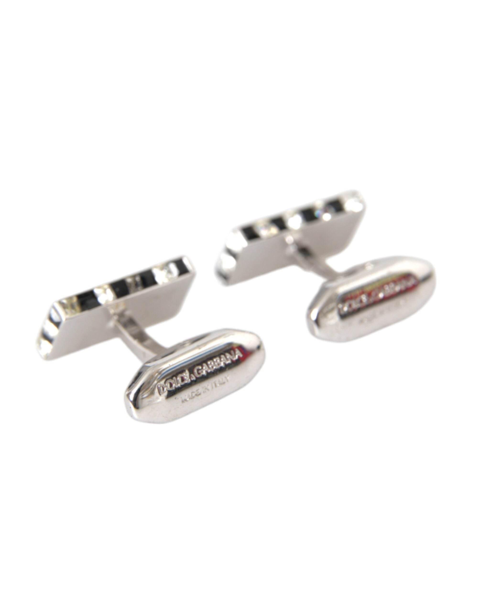 Dolce & Gabbana Silver Plated Metal Brass Pin Men Cufflinks - Hilstor