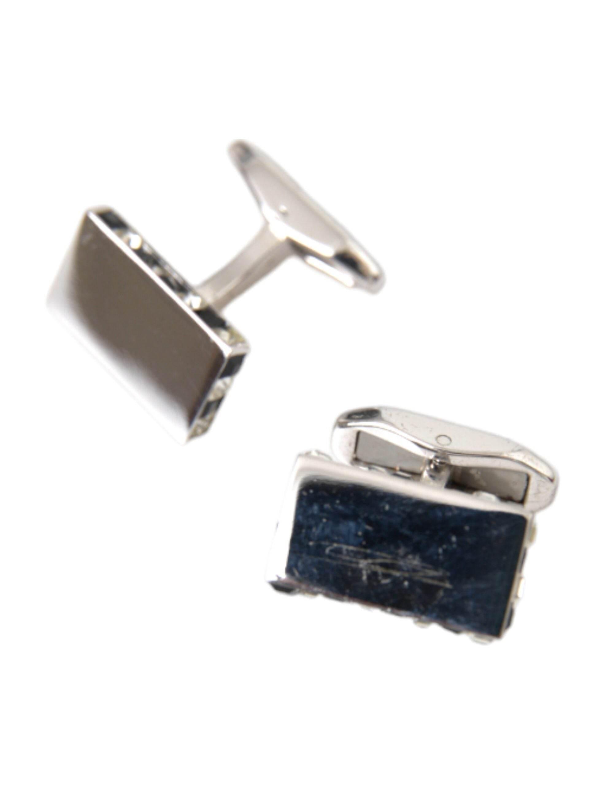 Dolce & Gabbana Silver Plated Metal Brass Pin Men Cufflinks - Hilstor