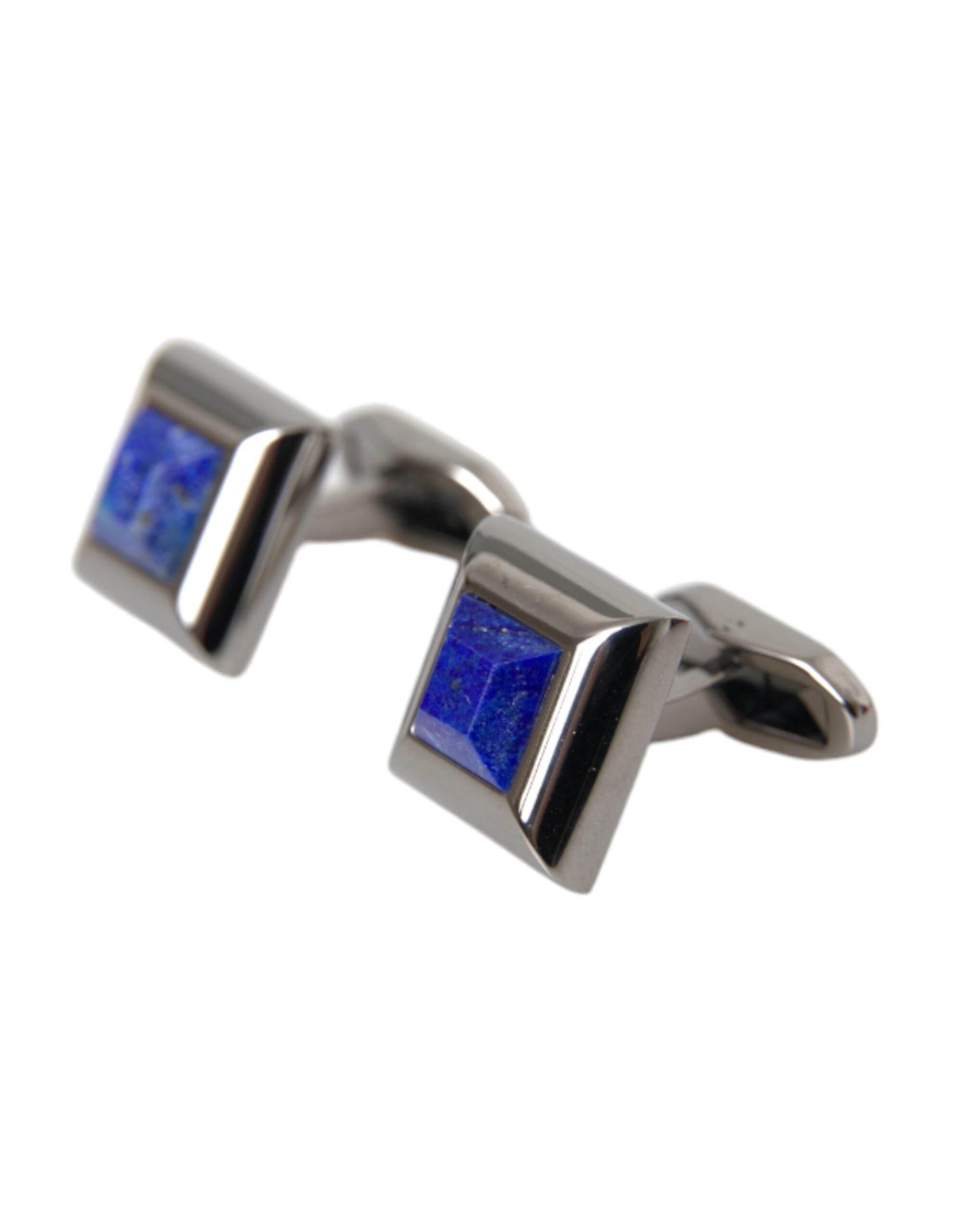 Dolce & Gabbana Silver Plated Brass Pin Crystal Cufflinks - Hilstor