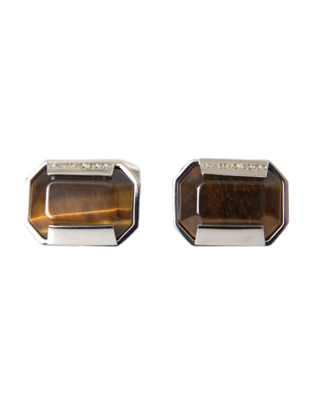 Dolce & Gabbana Silver Plated Brass Pin Crystal Cufflinks - Hilstor