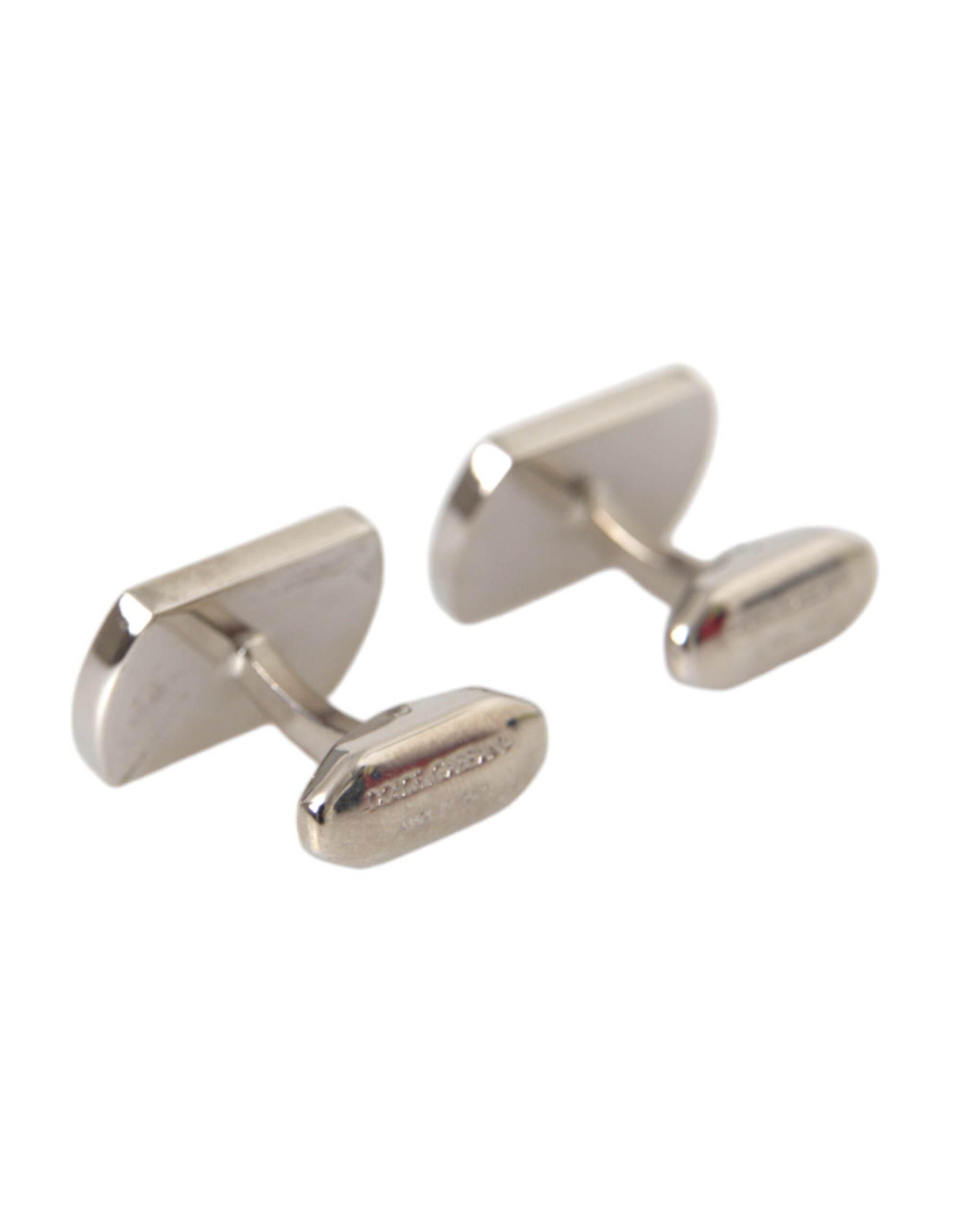 Dolce & Gabbana Silver Gold Plated Metal Brass Pin Cufflinks - Hilstor