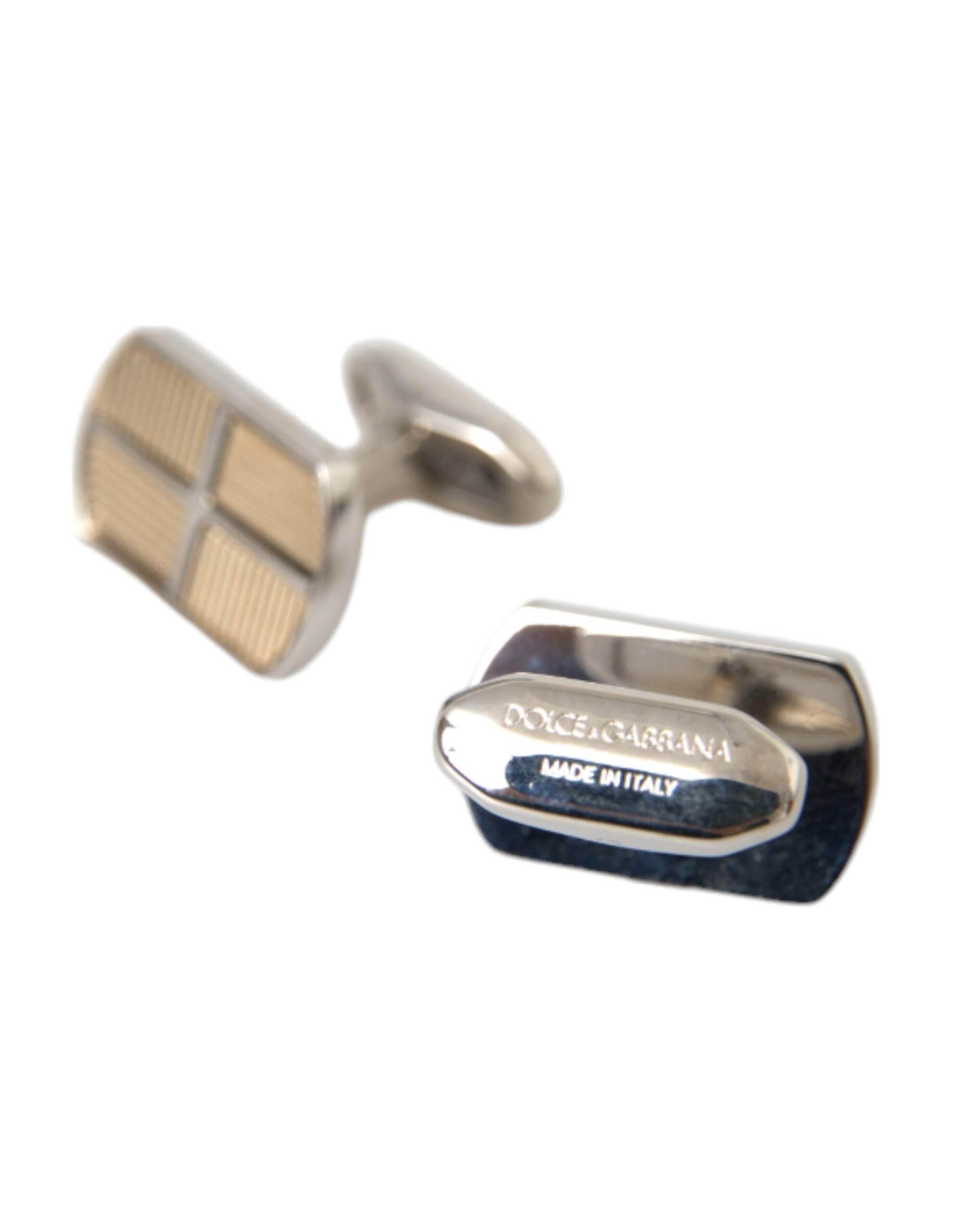 Dolce & Gabbana Silver Gold Plated Metal Brass Pin Cufflinks - Hilstor