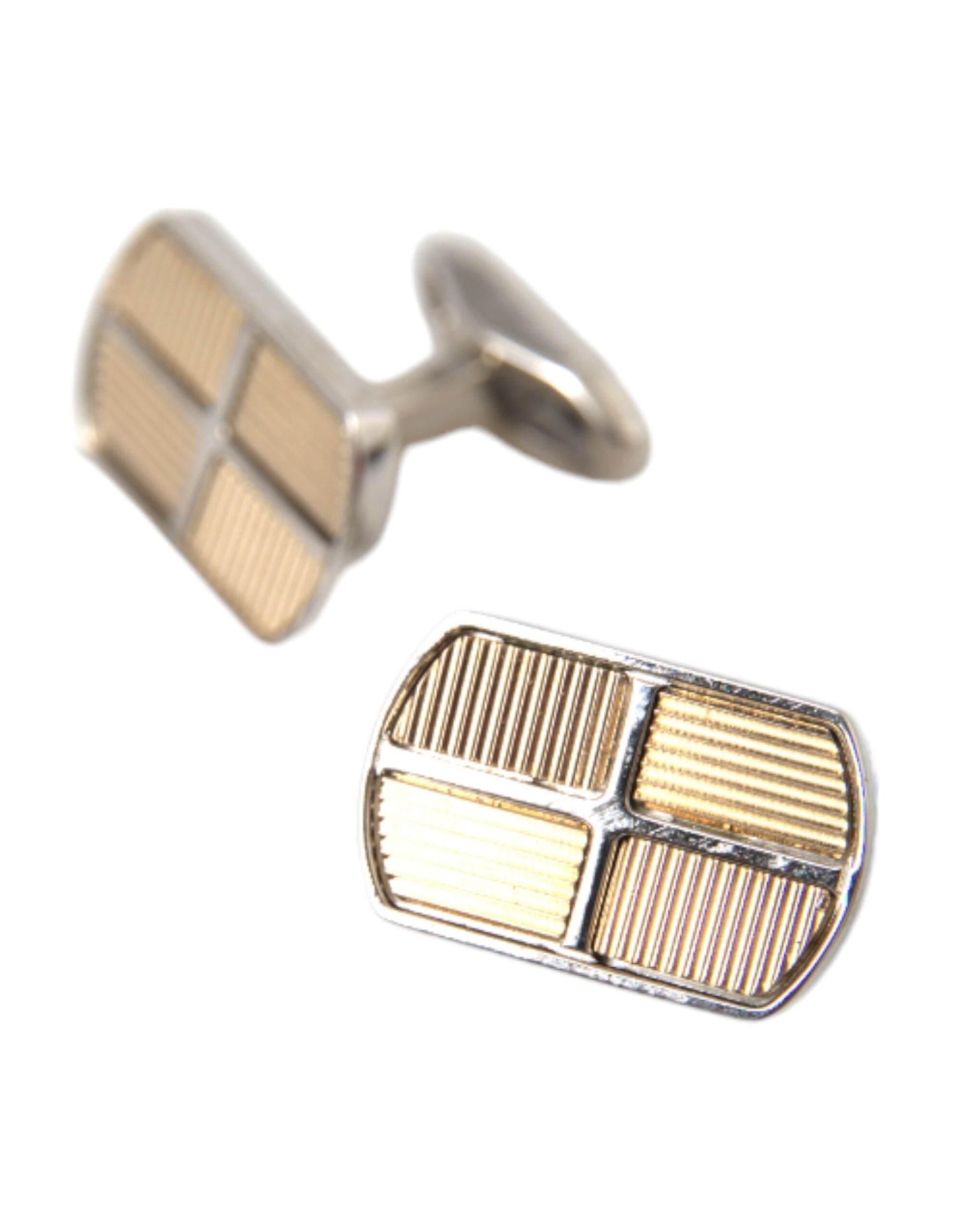 Dolce & Gabbana Silver Gold Plated Metal Brass Pin Cufflinks - Hilstor