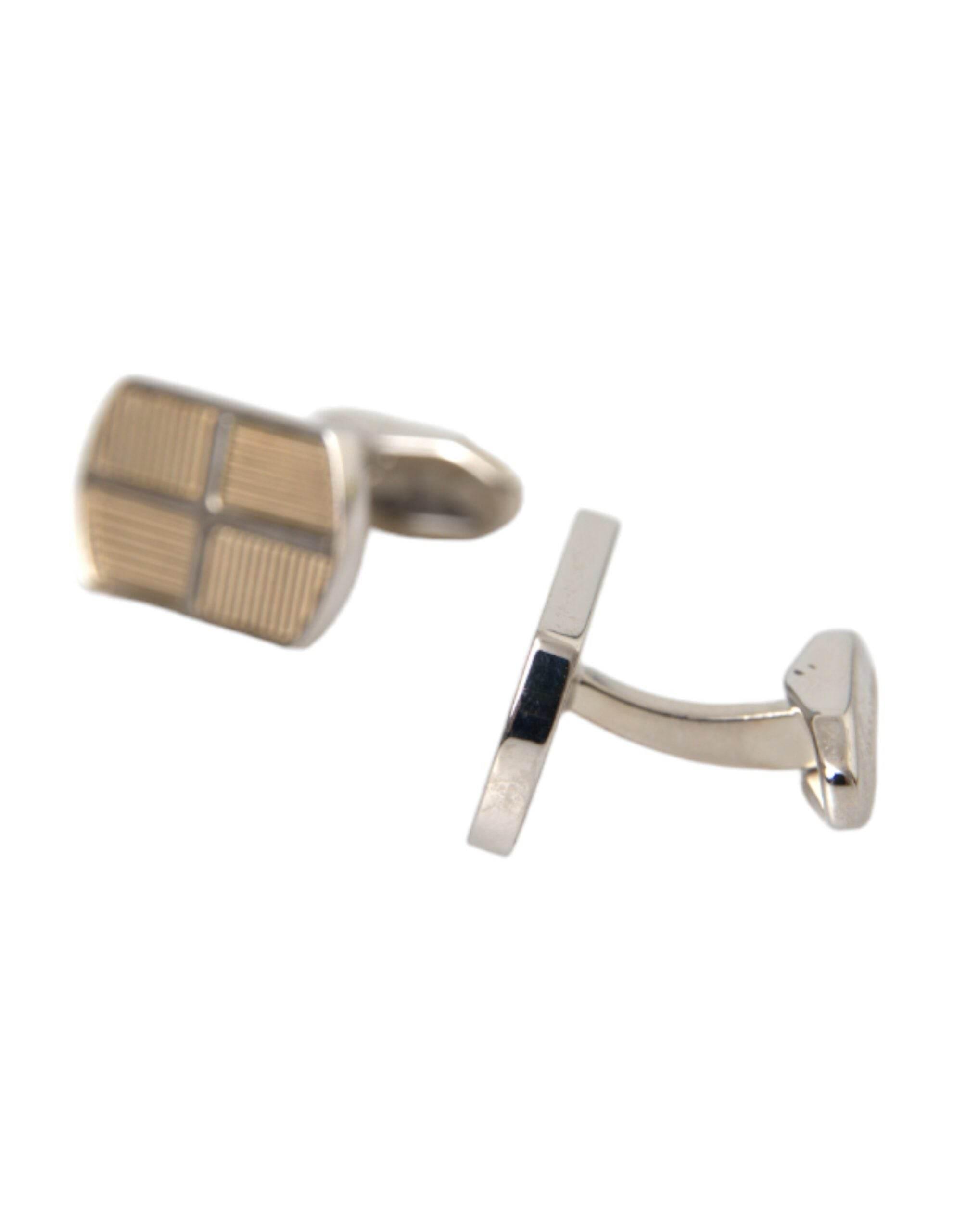 Dolce & Gabbana Silver Gold Plated Metal Brass Pin Cufflinks - Hilstor