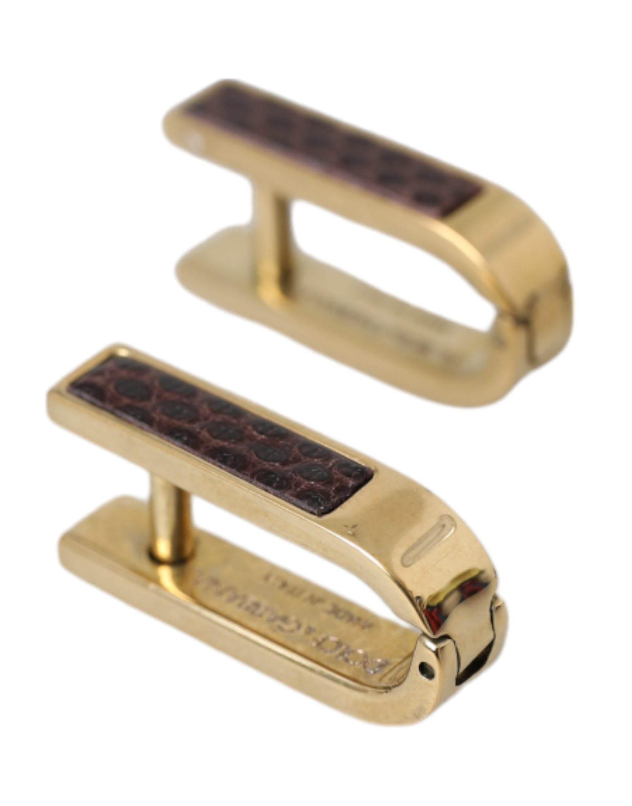 Dolce & Gabbana Gold Plated Metal Brass Pin Men Cufflinks - Hilstor