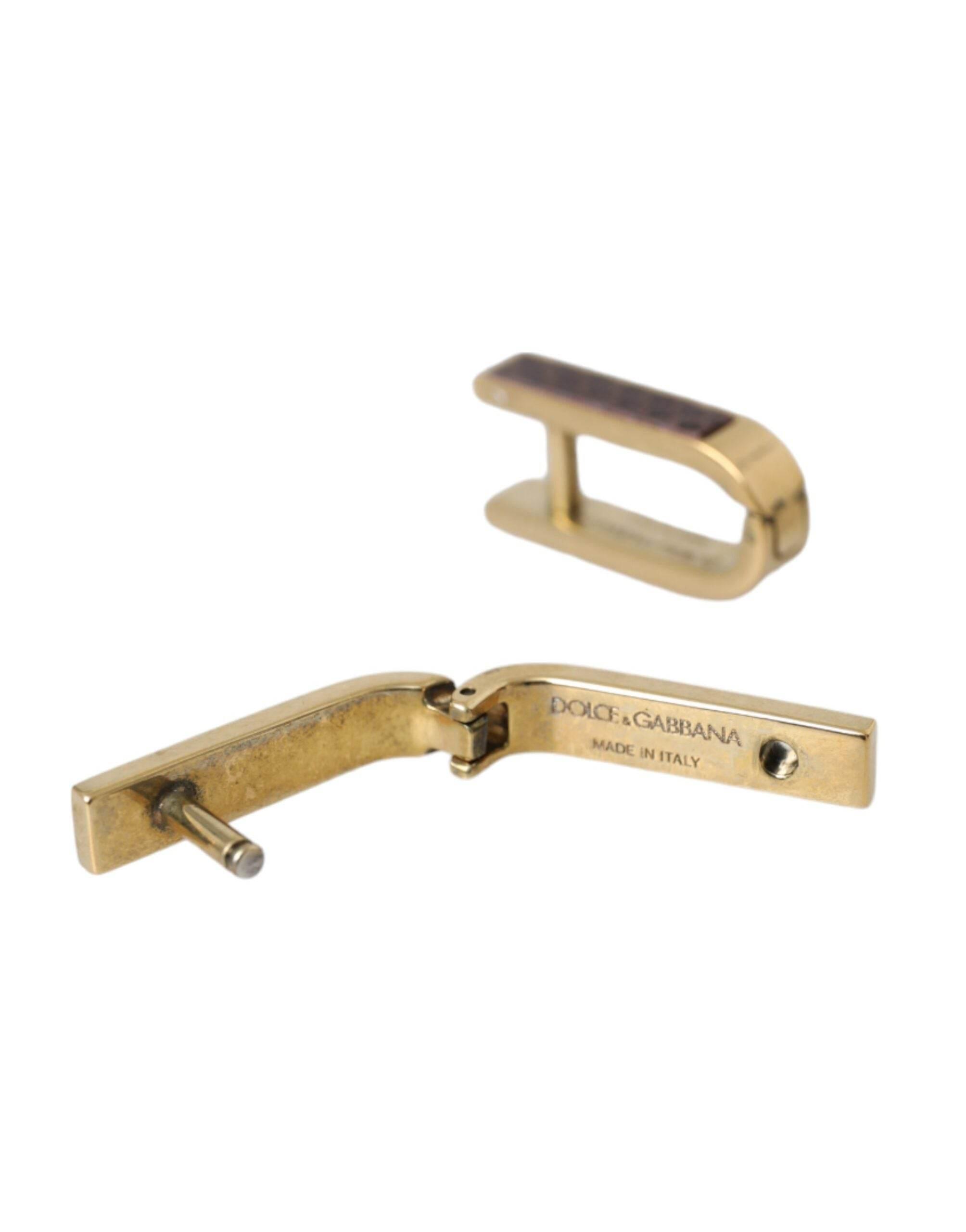 Dolce & Gabbana Gold Plated Metal Brass Pin Men Cufflinks - Hilstor