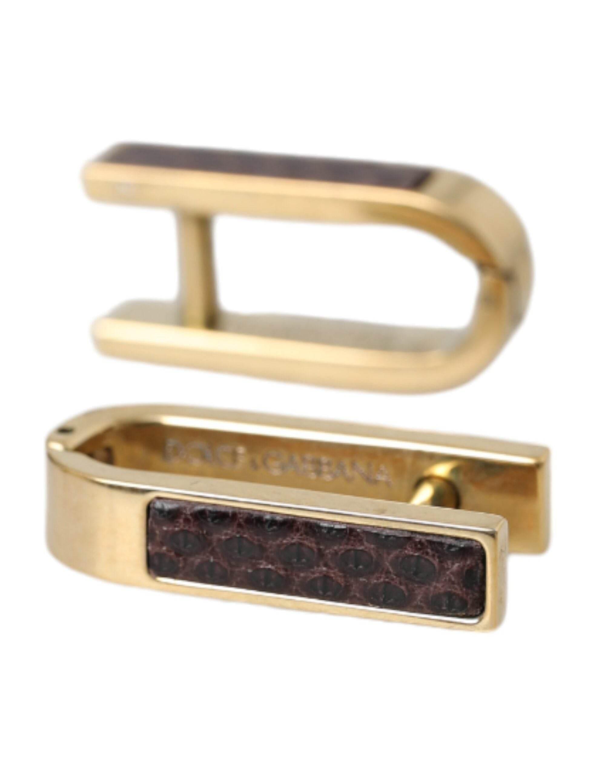 Dolce & Gabbana Gold Plated Metal Brass Pin Men Cufflinks - Hilstor