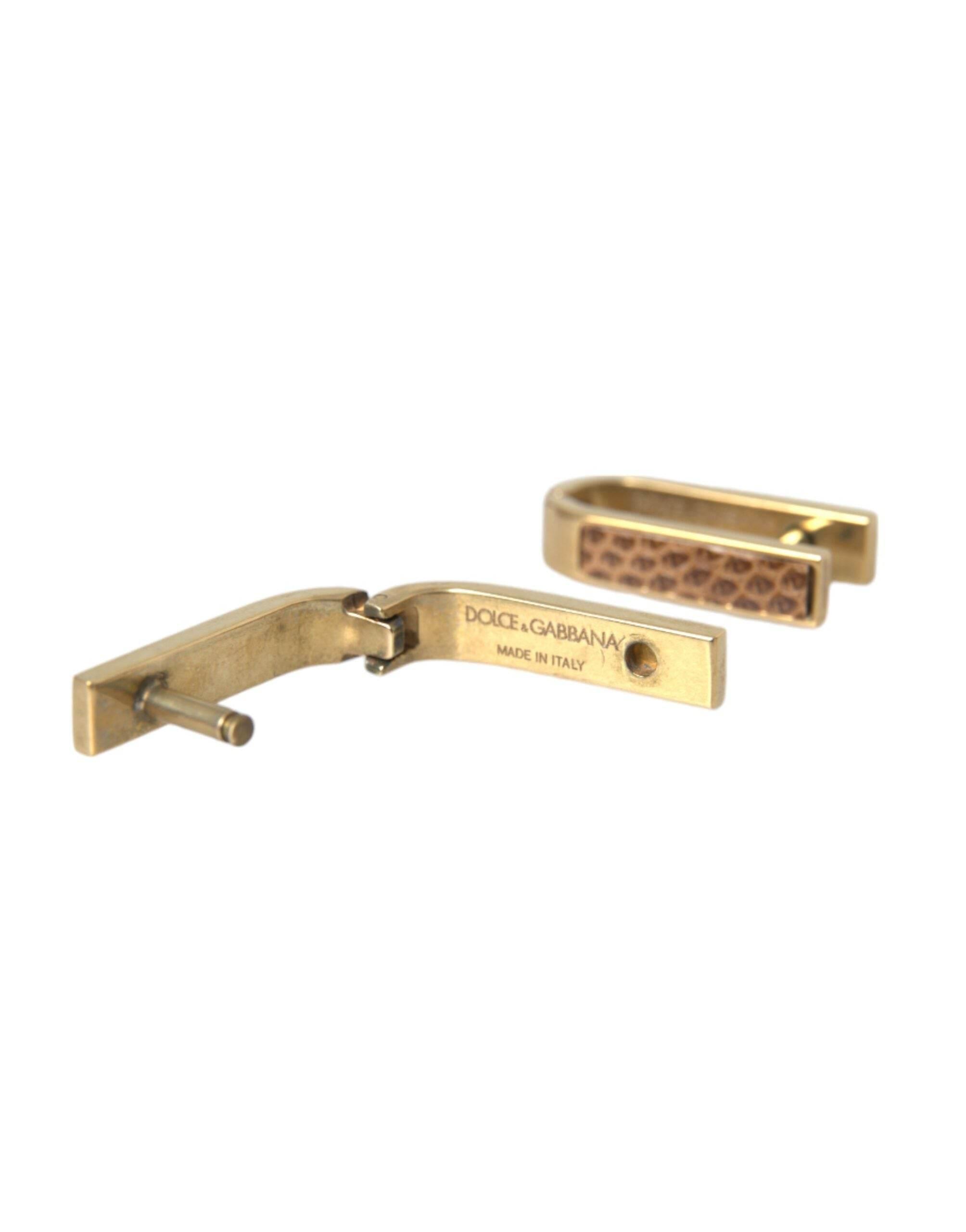 Dolce & Gabbana Gold Plated Metal Brass Pin Men Cufflinks - Hilstor