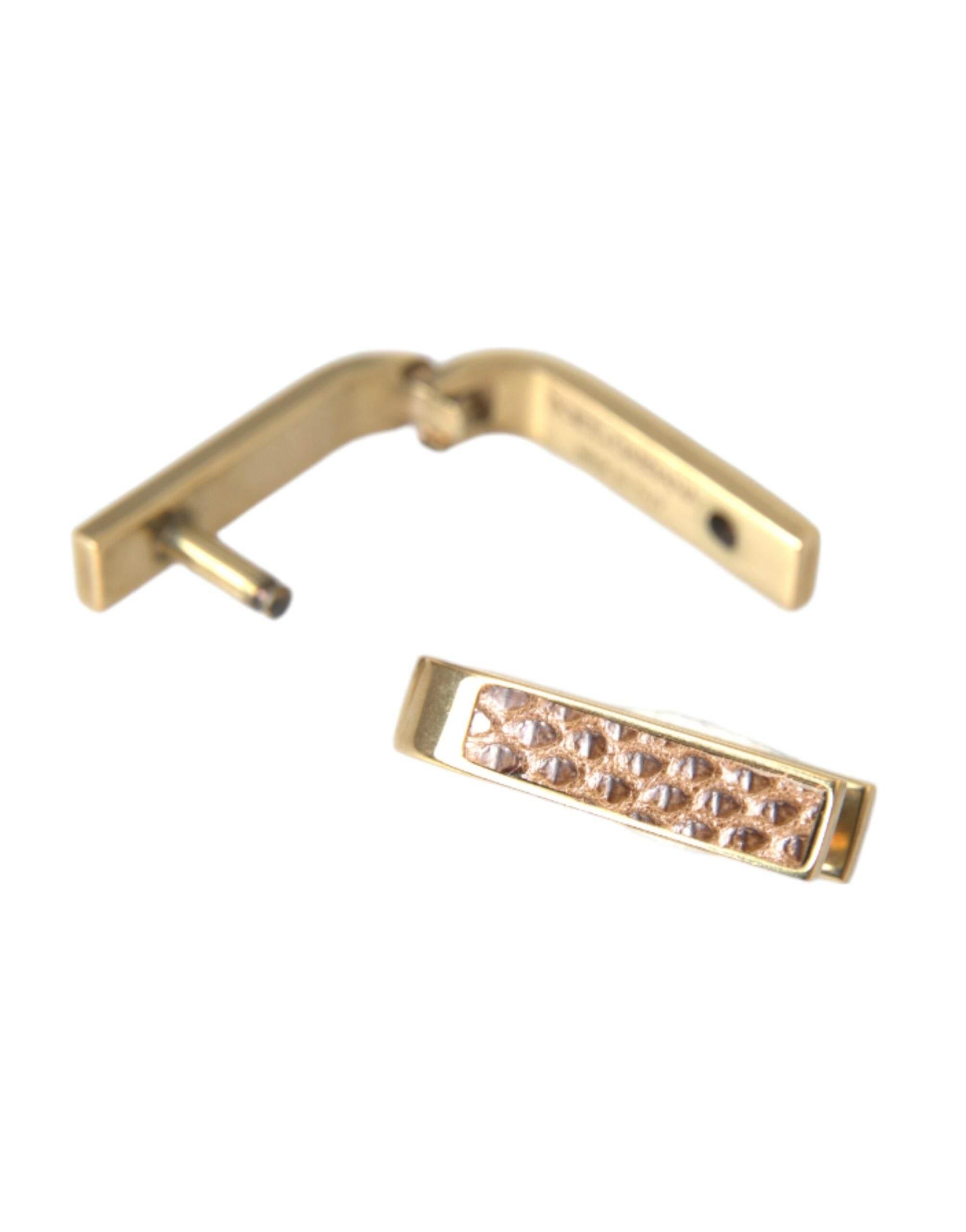 Dolce & Gabbana Gold Plated Metal Brass Pin Men Cufflinks - Hilstor