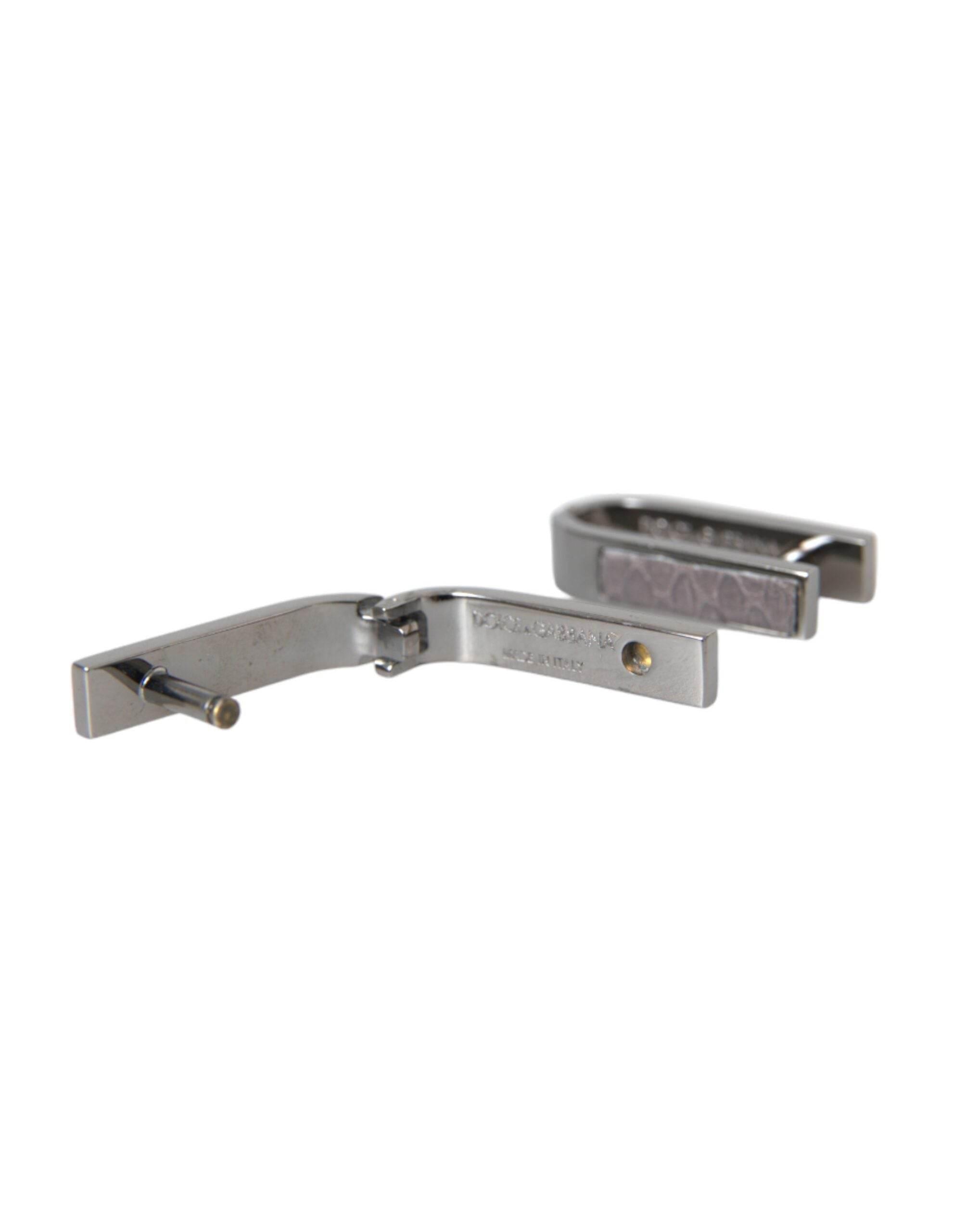 Dolce & Gabbana Silver Plated Metal Brass Pin Men Cufflinks - Hilstor