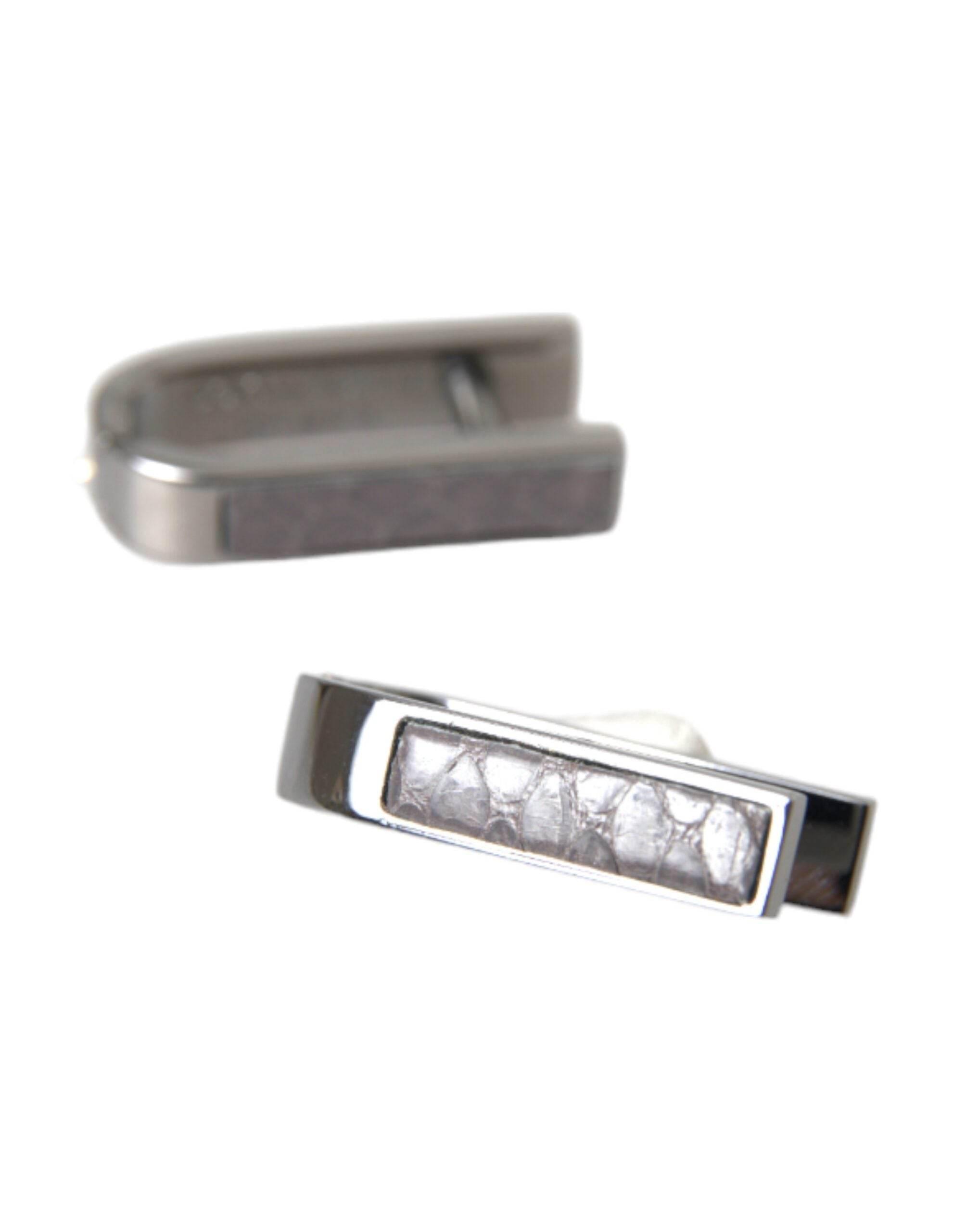 Dolce & Gabbana Silver Plated Metal Brass Pin Men Cufflinks - Hilstor
