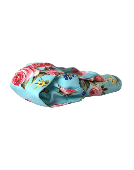 Dolce & Gabbana Turquoise Floral Applique Silk Women Headband Diadem - Hilstor