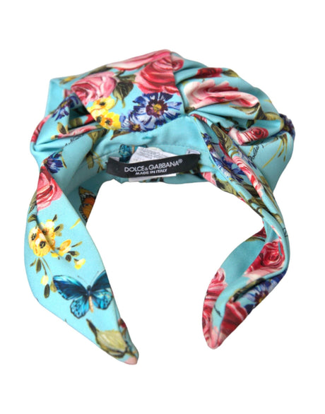 Dolce & Gabbana Turquoise Floral Applique Silk Women Headband Diadem - Hilstor