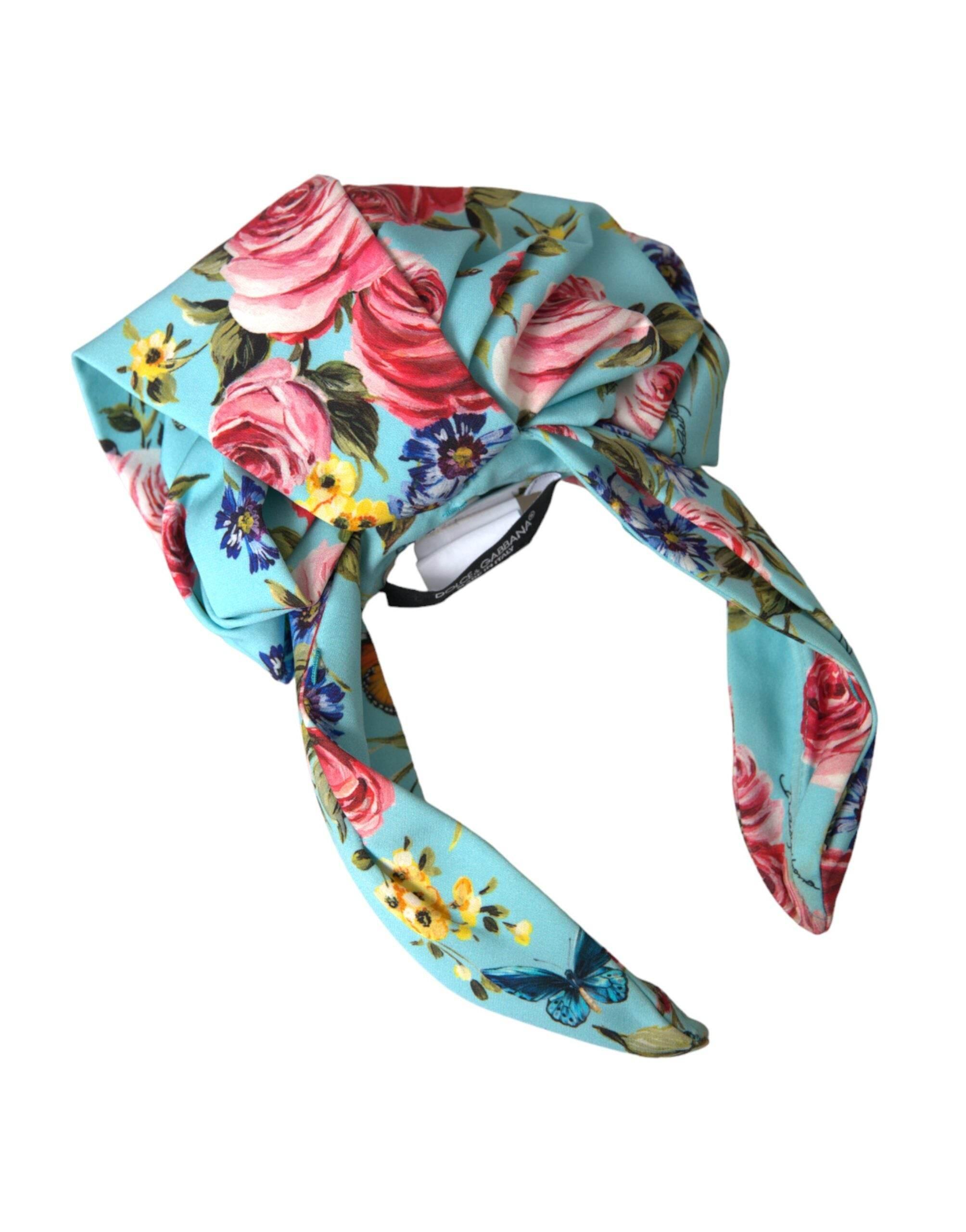 Dolce & Gabbana Turquoise Floral Applique Silk Women Headband Diadem - Hilstor
