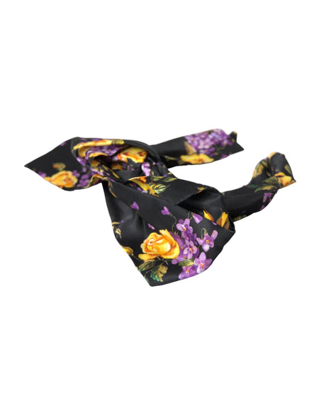 Dolce & Gabbana Black Floral Applique Silk Women Headband Diadem - Hilstor