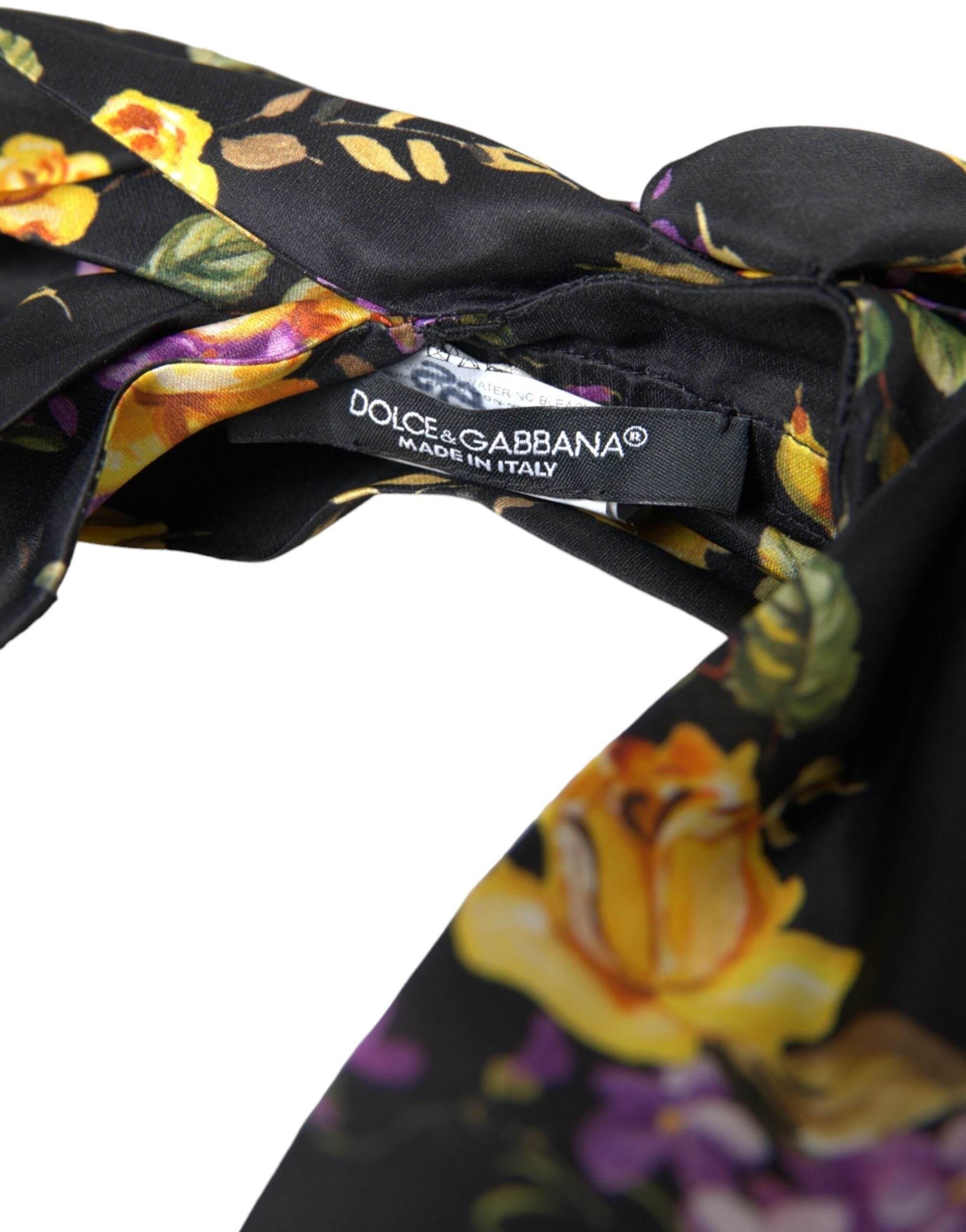 Dolce & Gabbana Black Floral Applique Silk Women Headband Diadem - Hilstor