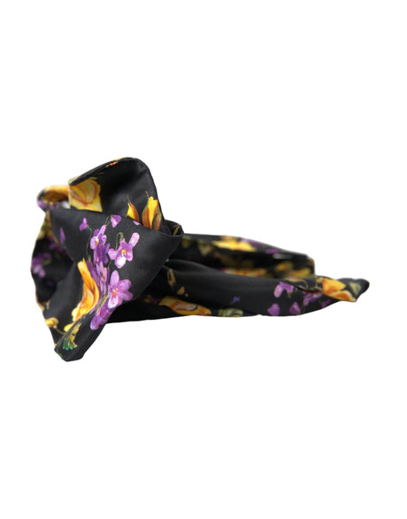 Dolce & Gabbana Black Floral Applique Silk Women Headband Diadem - Hilstor