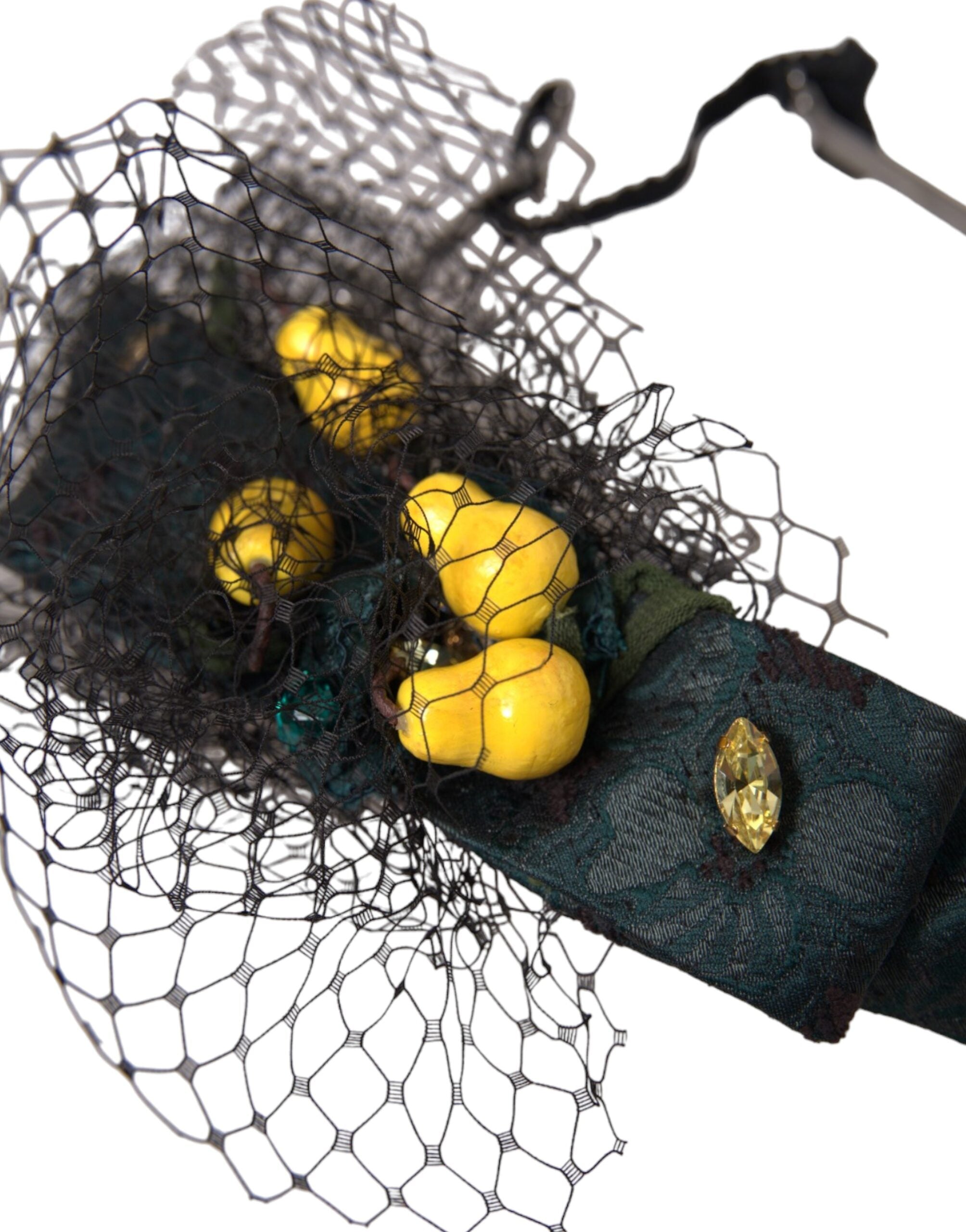 Dolce &amp; Gabbana Black Lemons Sicily Lilla Crystal Net Pandebånd Diadem