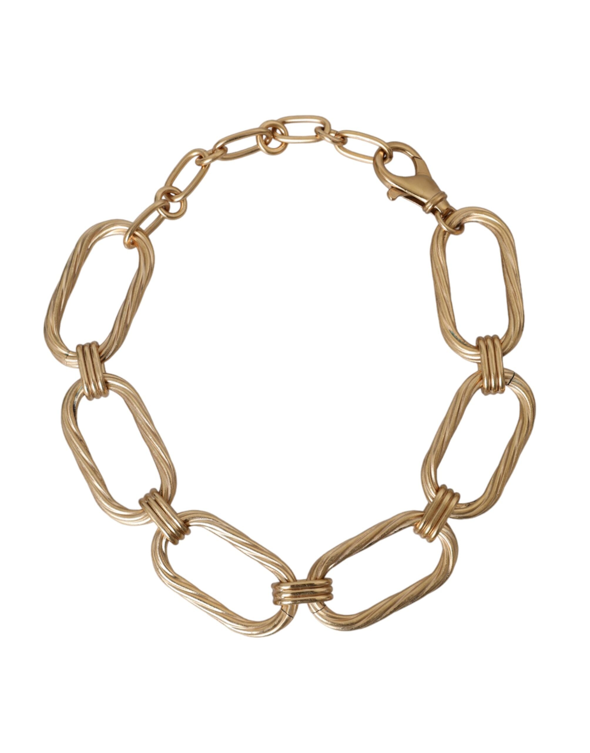 Dolce &amp; Gabbana guld tone messing store link kæde smykker halskæde