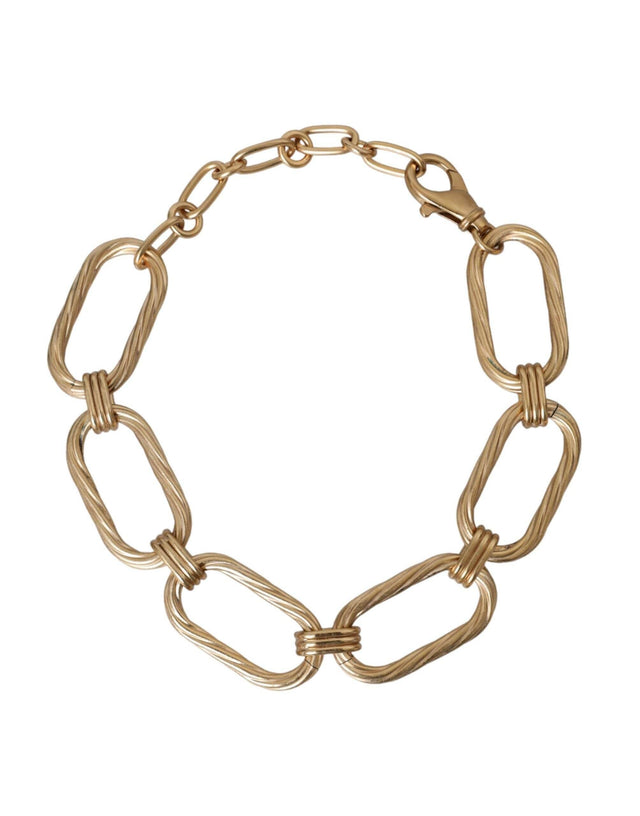 Dolce & Gabbana Gold Tone Brass Large Link Chain Jewelry Necklace - Hilstor