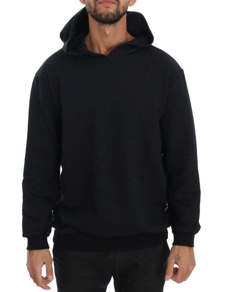 Daniele Alessandrini Elegant Black Cotton Hooded Sweater - Hilstor
