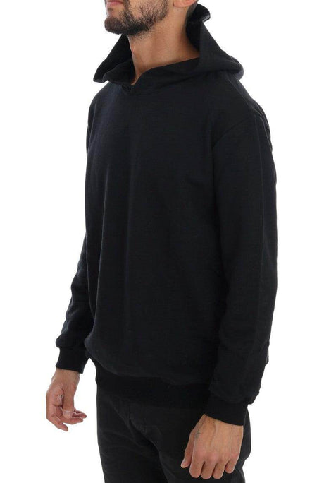 Daniele Alessandrini Elegant Black Cotton Hooded Sweater - Hilstor