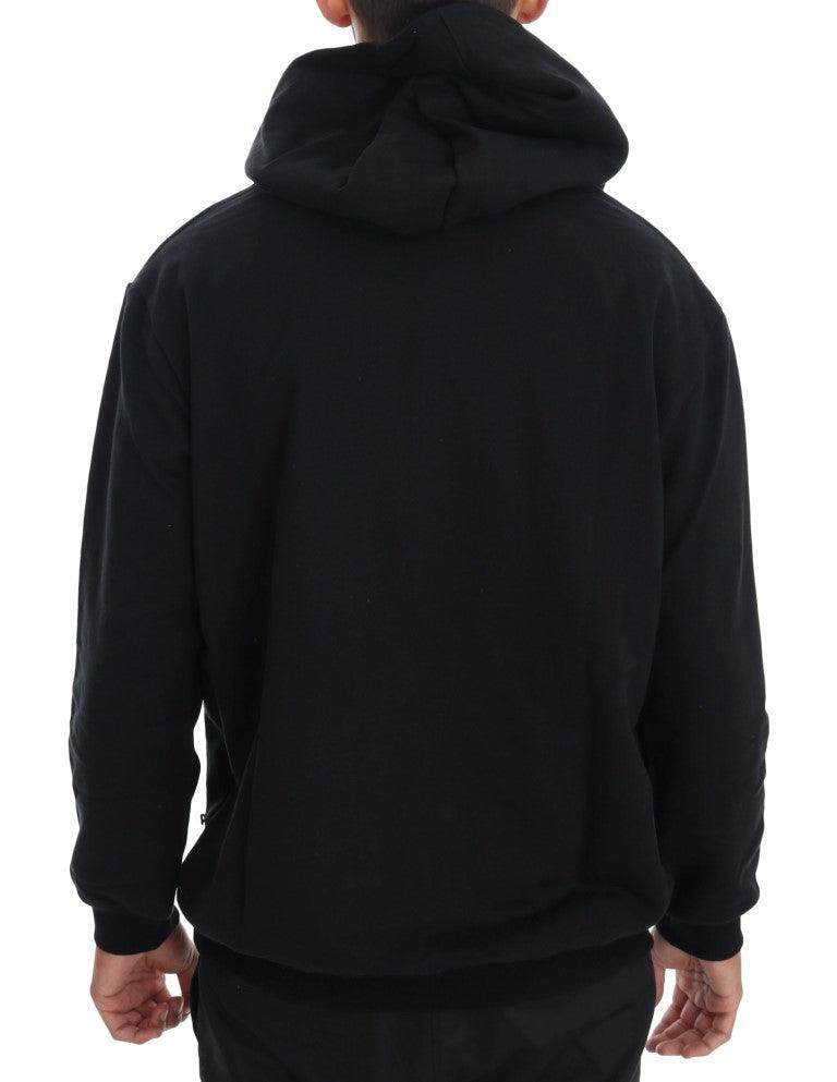 Daniele Alessandrini Elegant Black Cotton Hooded Sweater - Hilstor