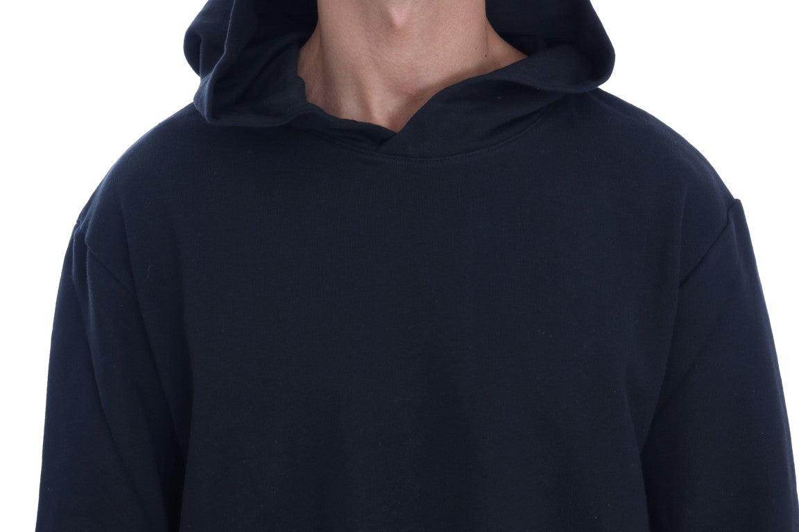 Daniele Alessandrini Elegant Black Cotton Hooded Sweater - Hilstor