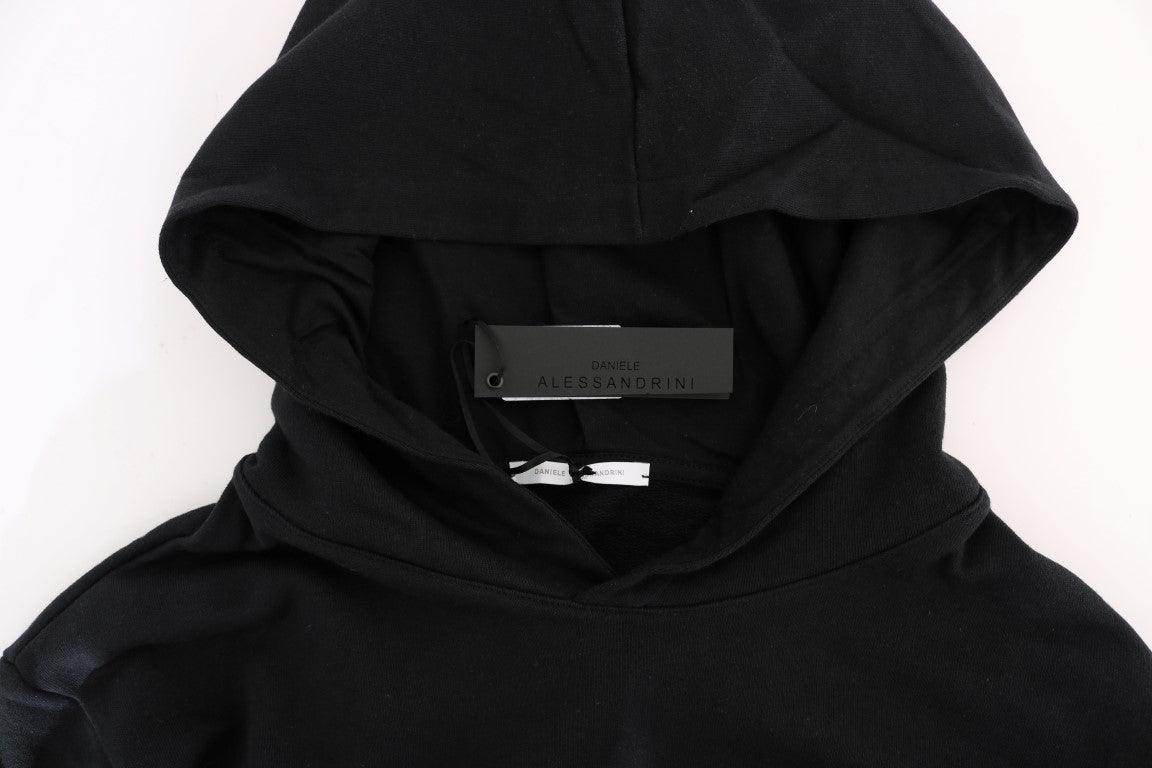 Daniele Alessandrini Elegant Black Cotton Hooded Sweater - Hilstor