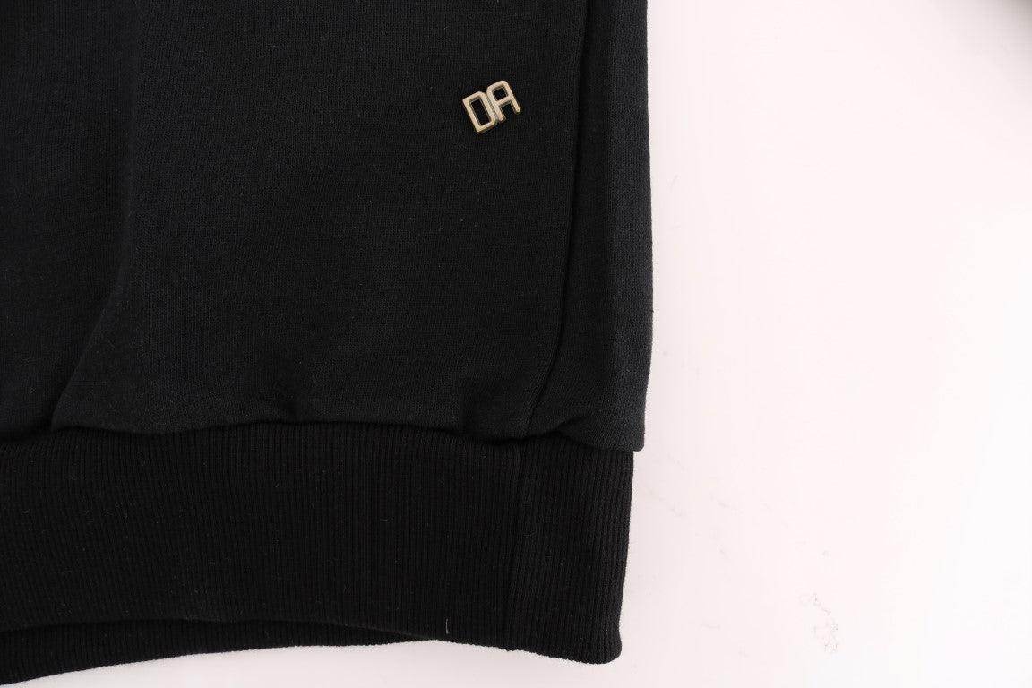 Daniele Alessandrini Elegant Black Cotton Hooded Sweater - Hilstor