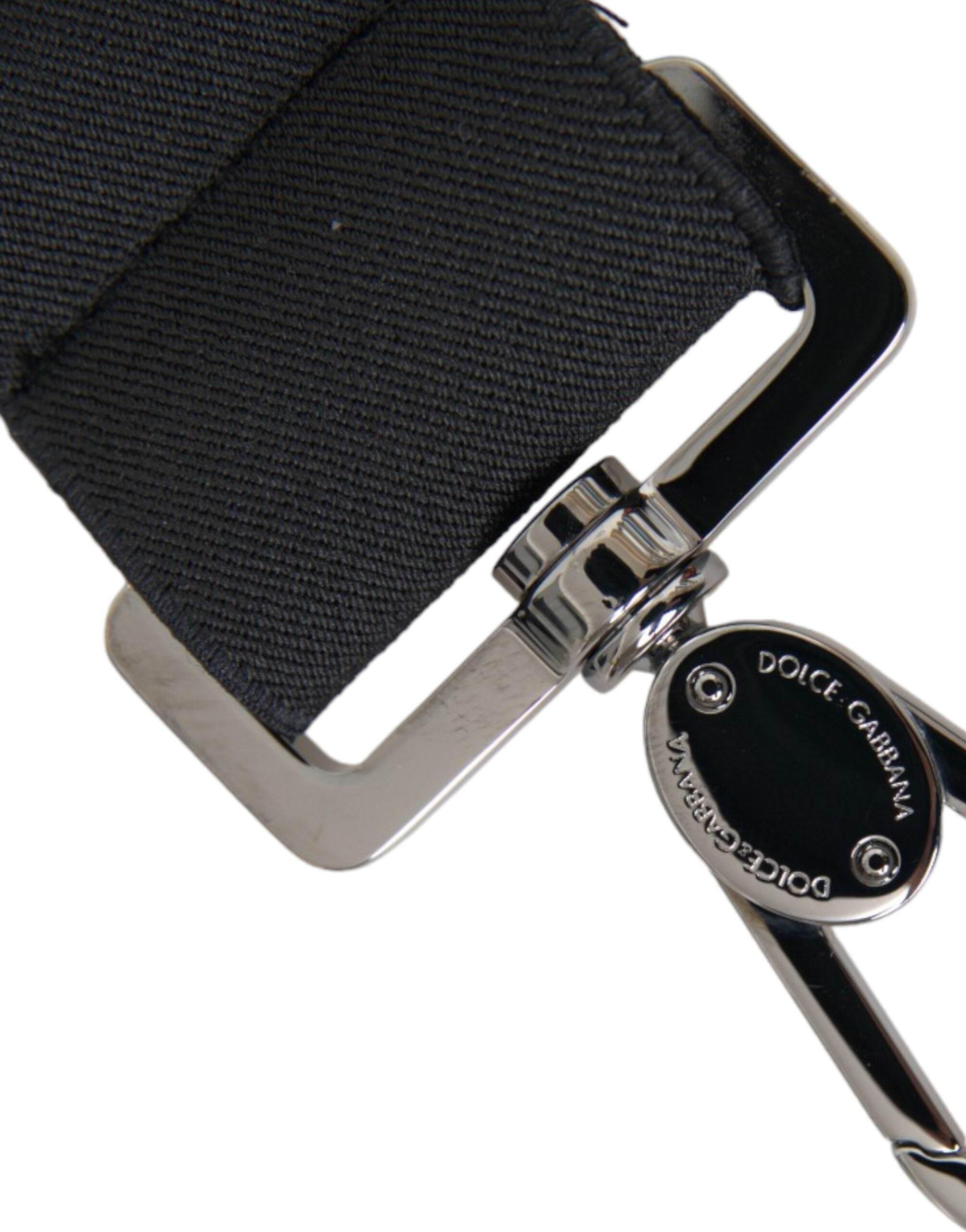 Dolce & Gabbana Black Polyester Stretch Logo Print Bag Shoulder Strap - Hilstor
