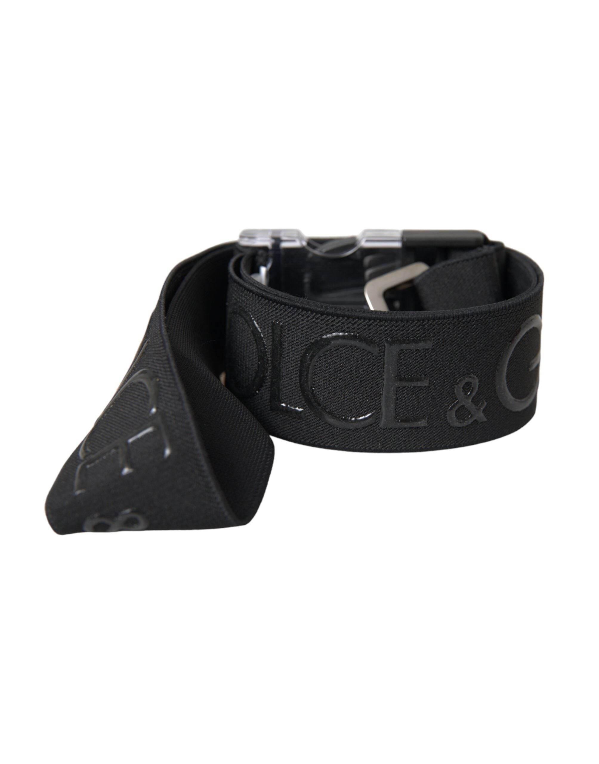Dolce & Gabbana Black Polyester Stretch Logo Print Bag Shoulder Strap - Hilstor