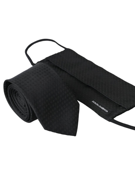 Dolce & Gabbana Black 100% Silk Adjustable Necktie Face Mask - Hilstor