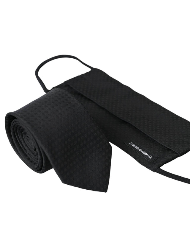 Dolce & Gabbana Black 100% Silk Adjustable Necktie Face Mask - Hilstor