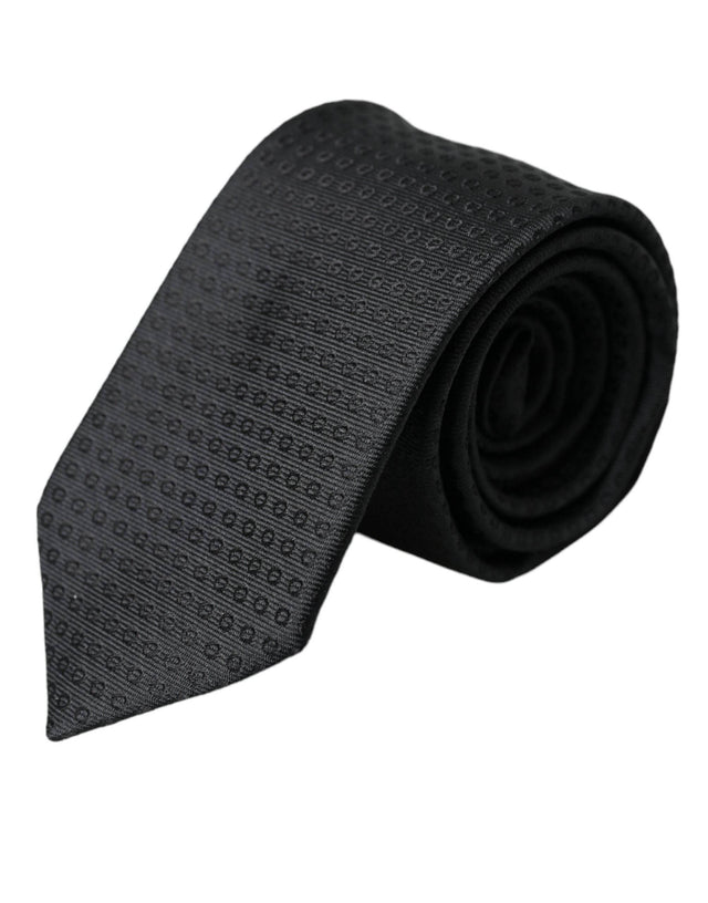 Dolce & Gabbana Black STAFF Patterned Cotton Adjustable Men Tie - Hilstor